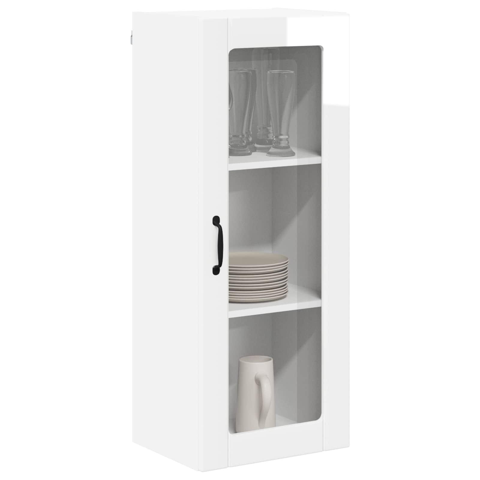 Wandglas-Schrank LUCCA Hochglanz Weiß 40 x 31 x 100 cm