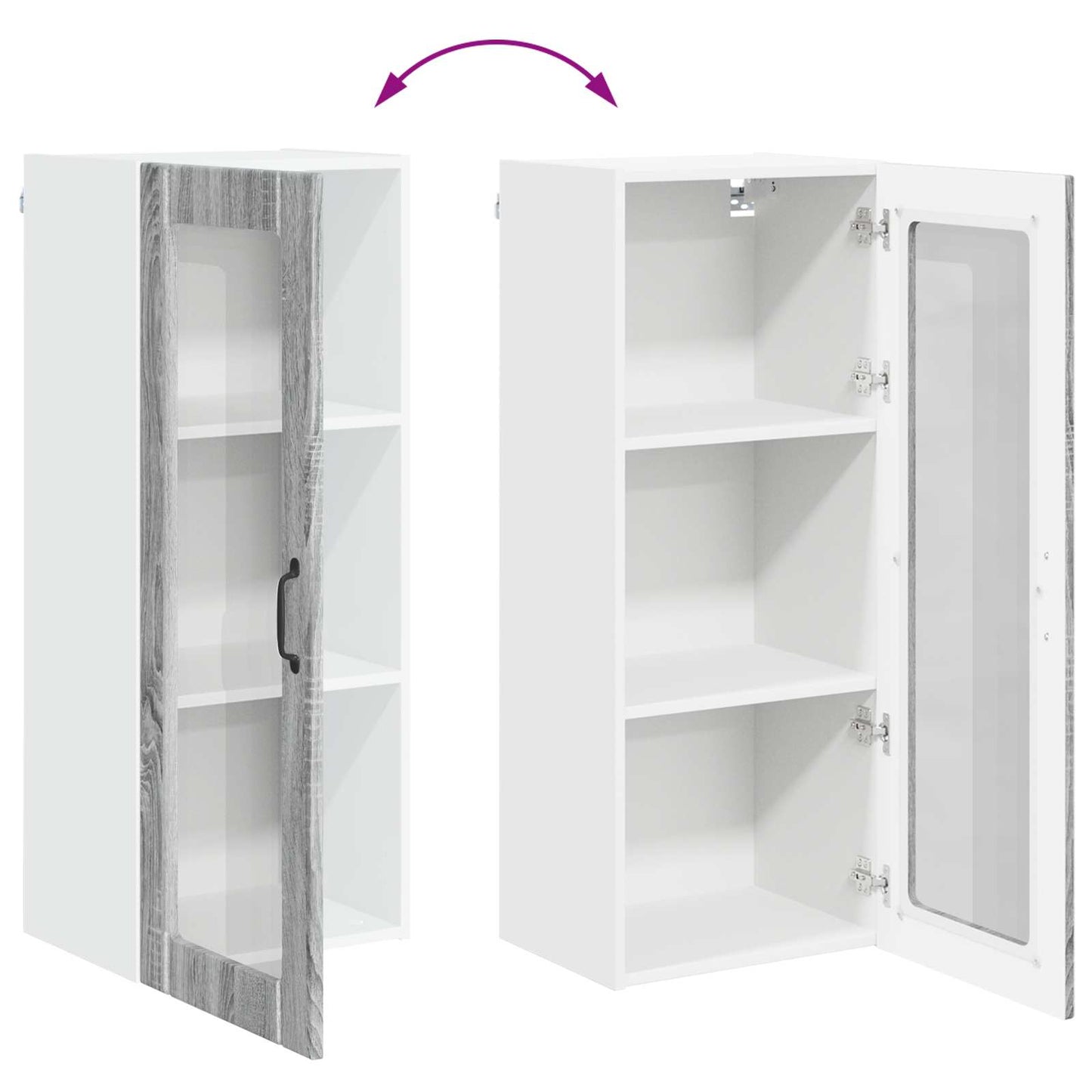 Wandglas-Schrank LUCCA Graues Sonoma 40 x 31 x 100 cm