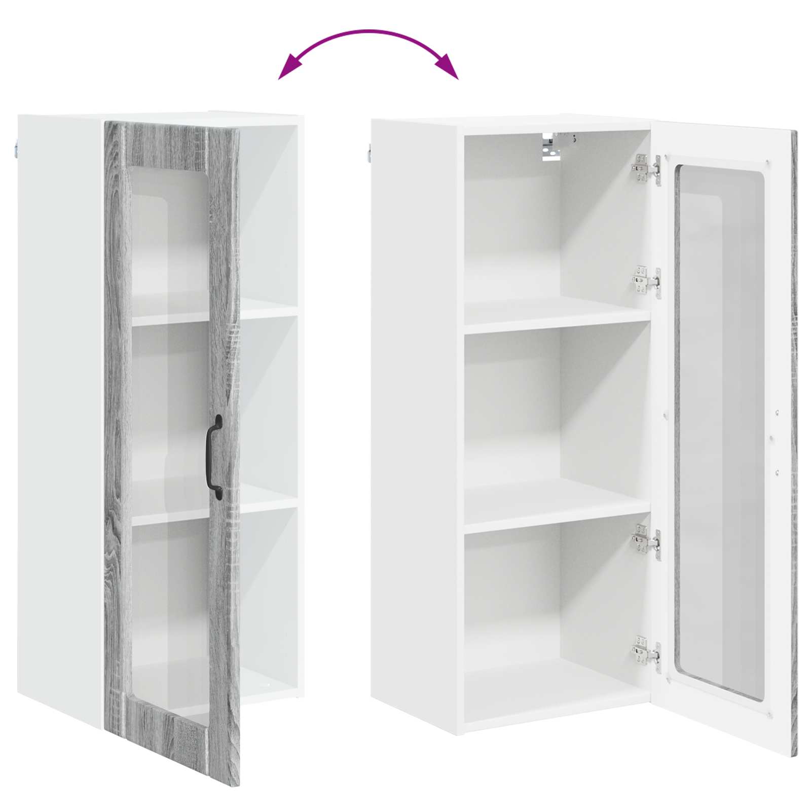 Wandglas-Schrank LUCCA Graues Sonoma 40 x 31 x 100 cm