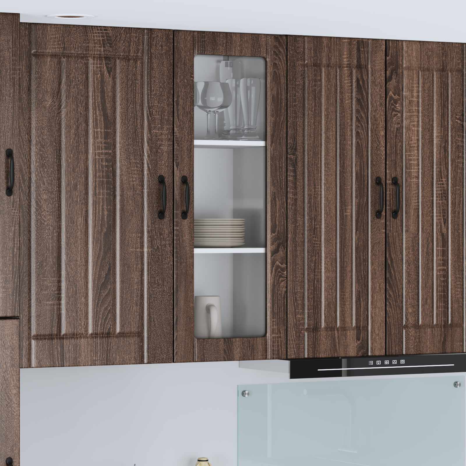 Wandglas-Schrank LUCCA Brauneiche 40 x 31 x 100 cm