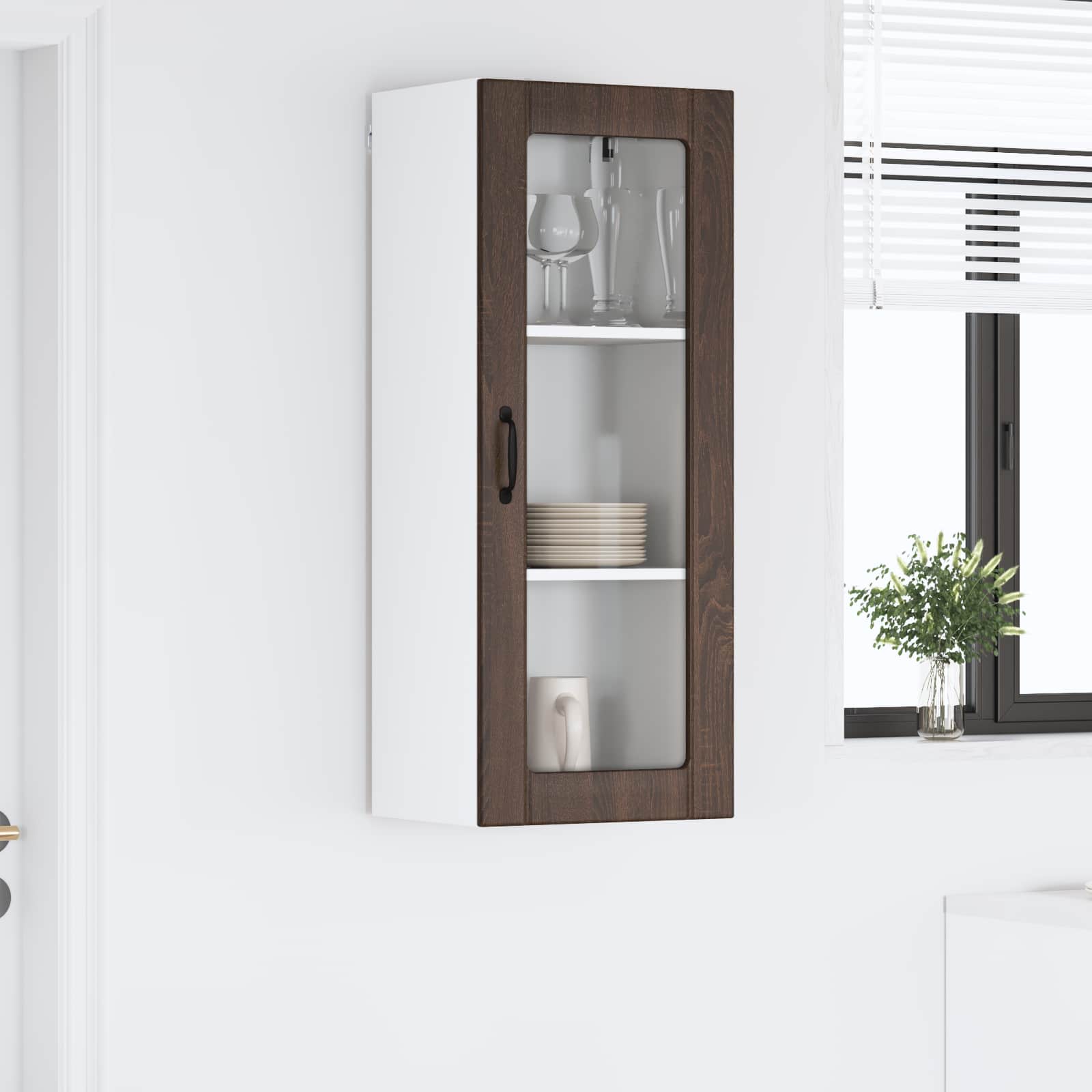 Wandglas-Schrank LUCCA Brauneiche 40 x 31 x 100 cm