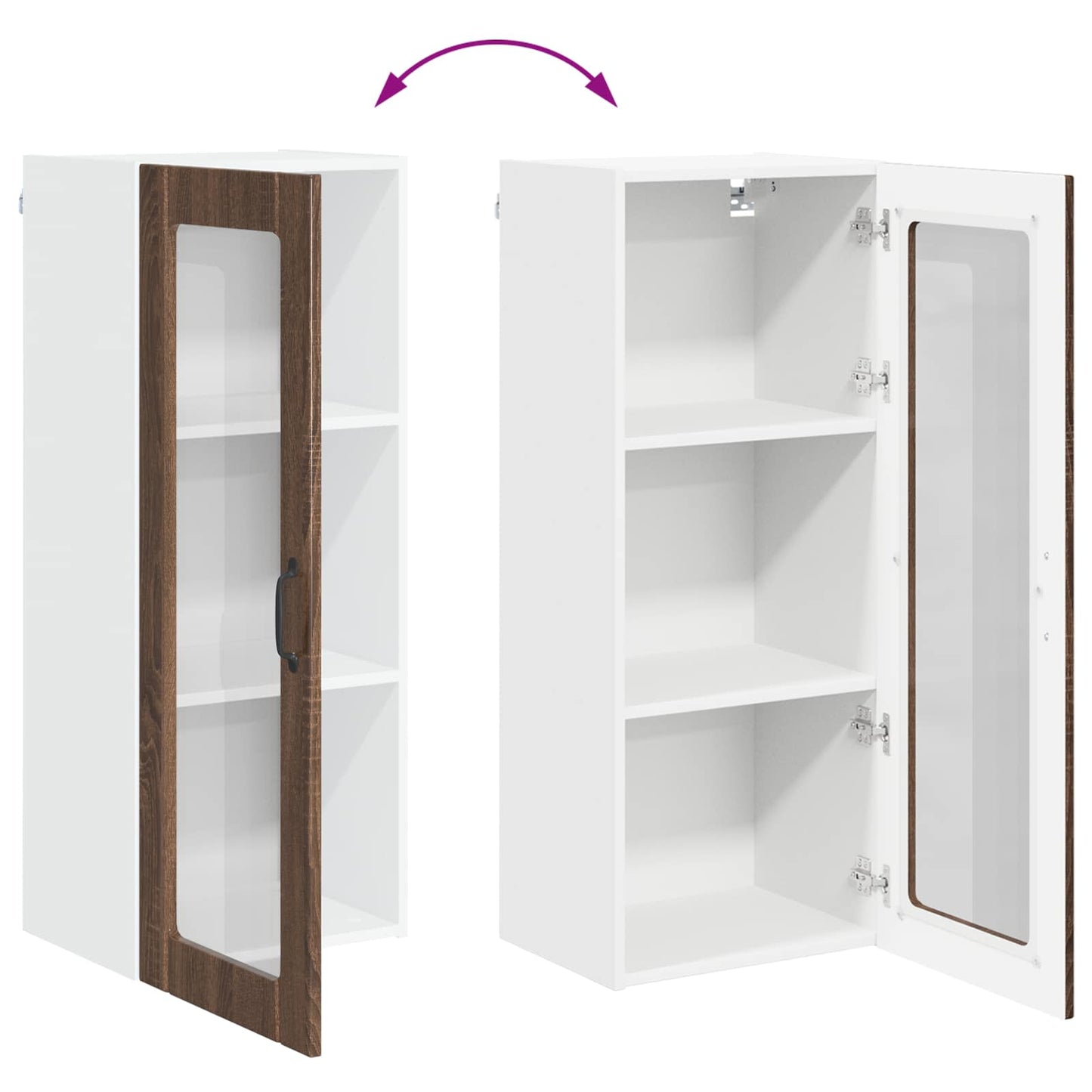Wandglas-Schrank LUCCA Brauneiche 40 x 31 x 100 cm