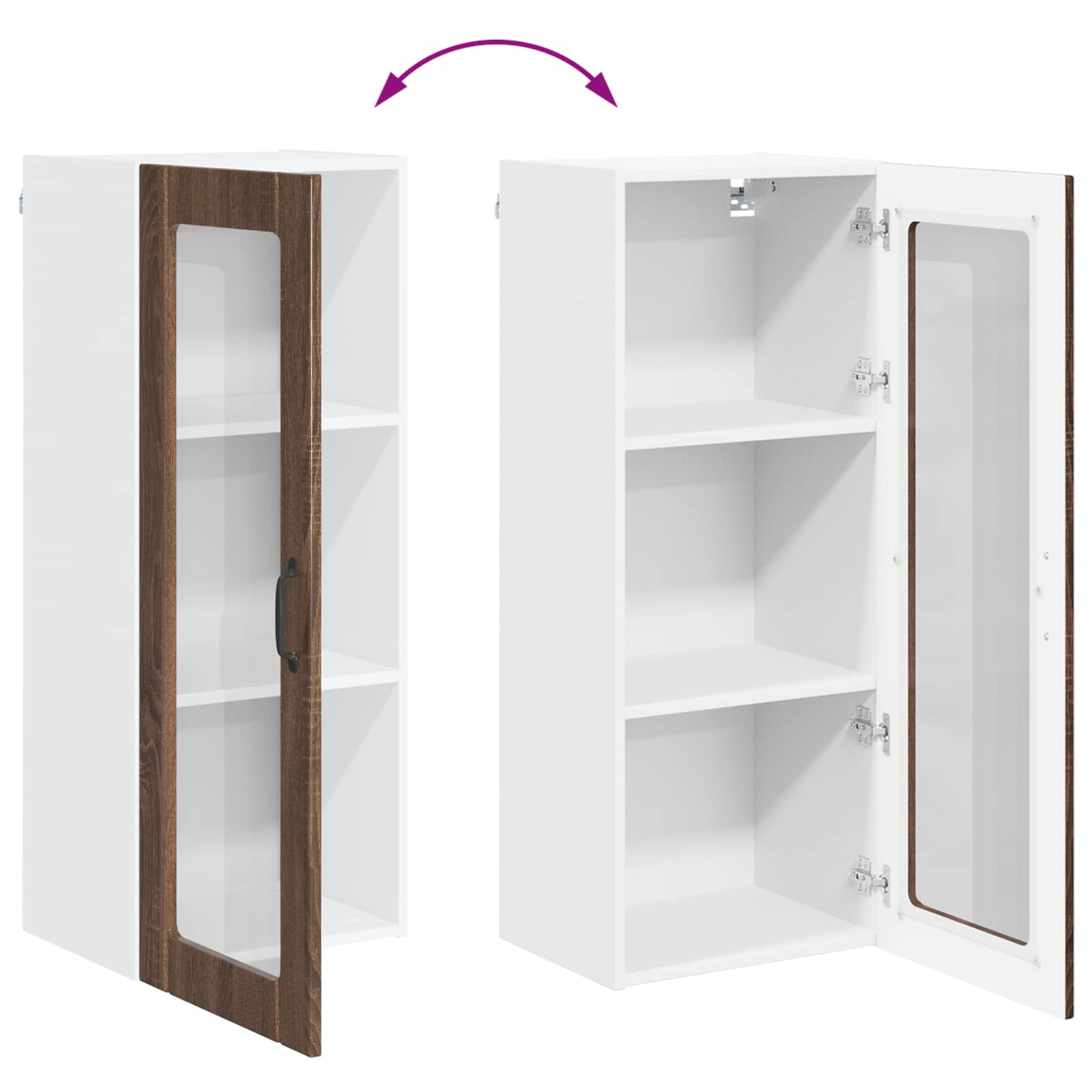 Wandglas-Schrank LUCCA Brauneiche 40 x 31 x 100 cm
