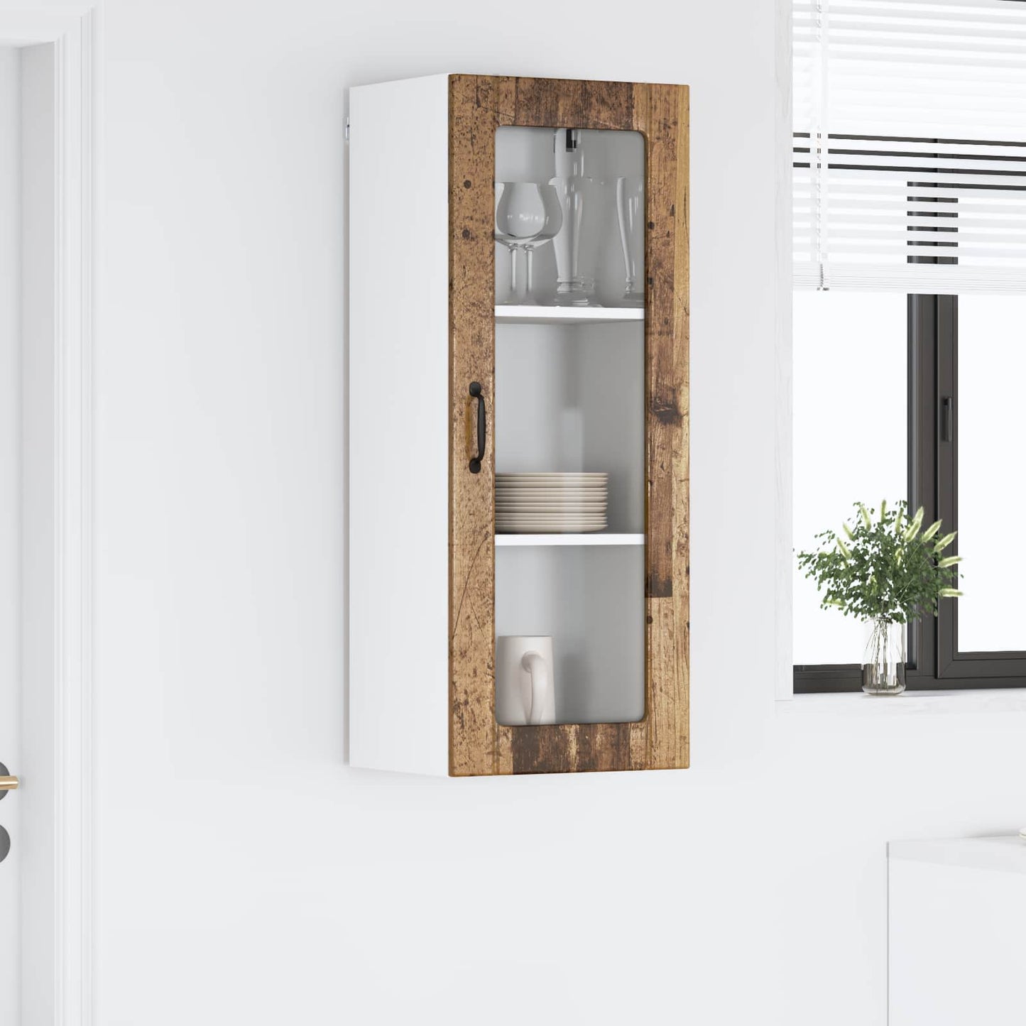 Wandglas-Schrank LUCCA Altholz 40 x 31 x 100 cm Holzwerkstoff