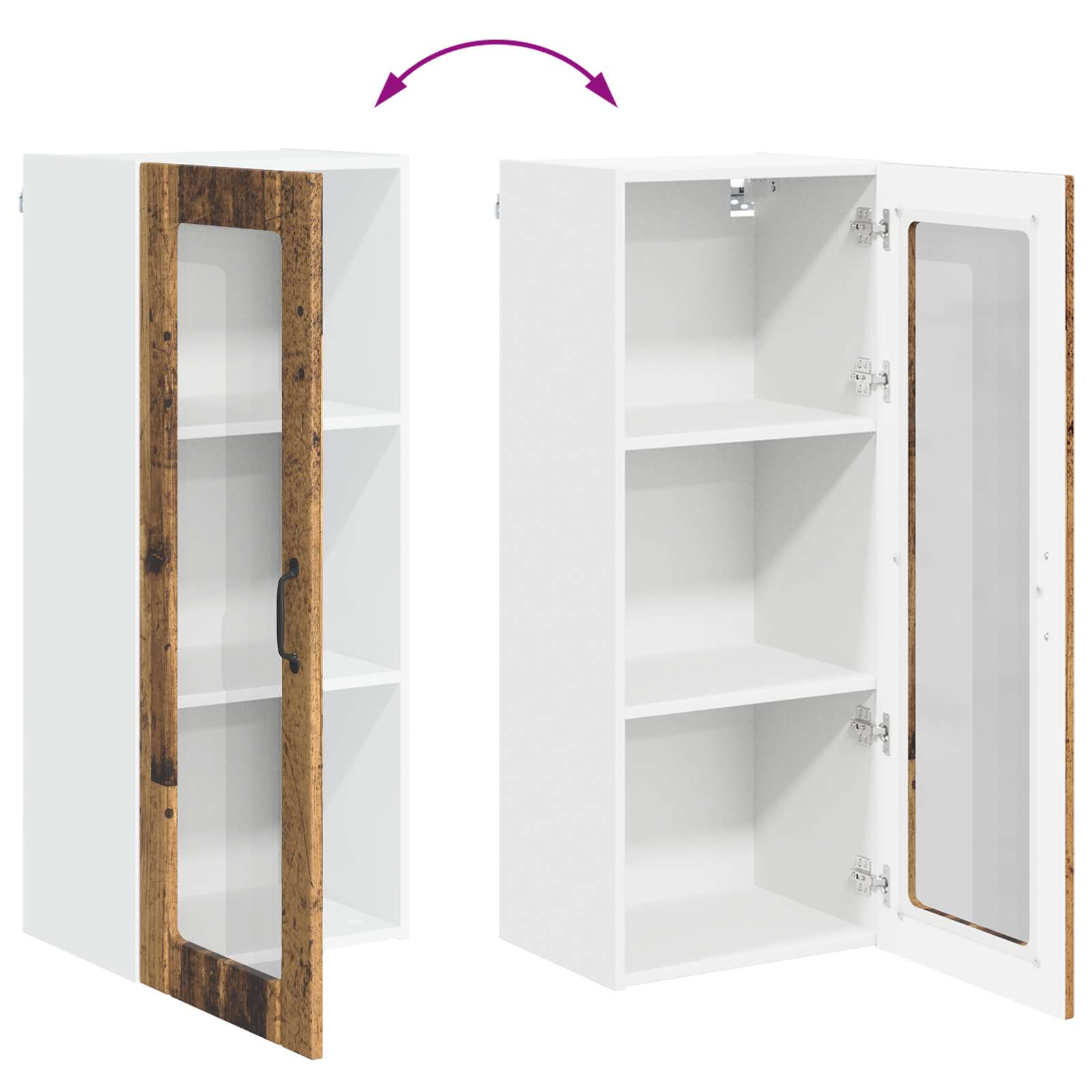 Wandglas-Schrank LUCCA Altholz 40 x 31 x 100 cm Holzwerkstoff
