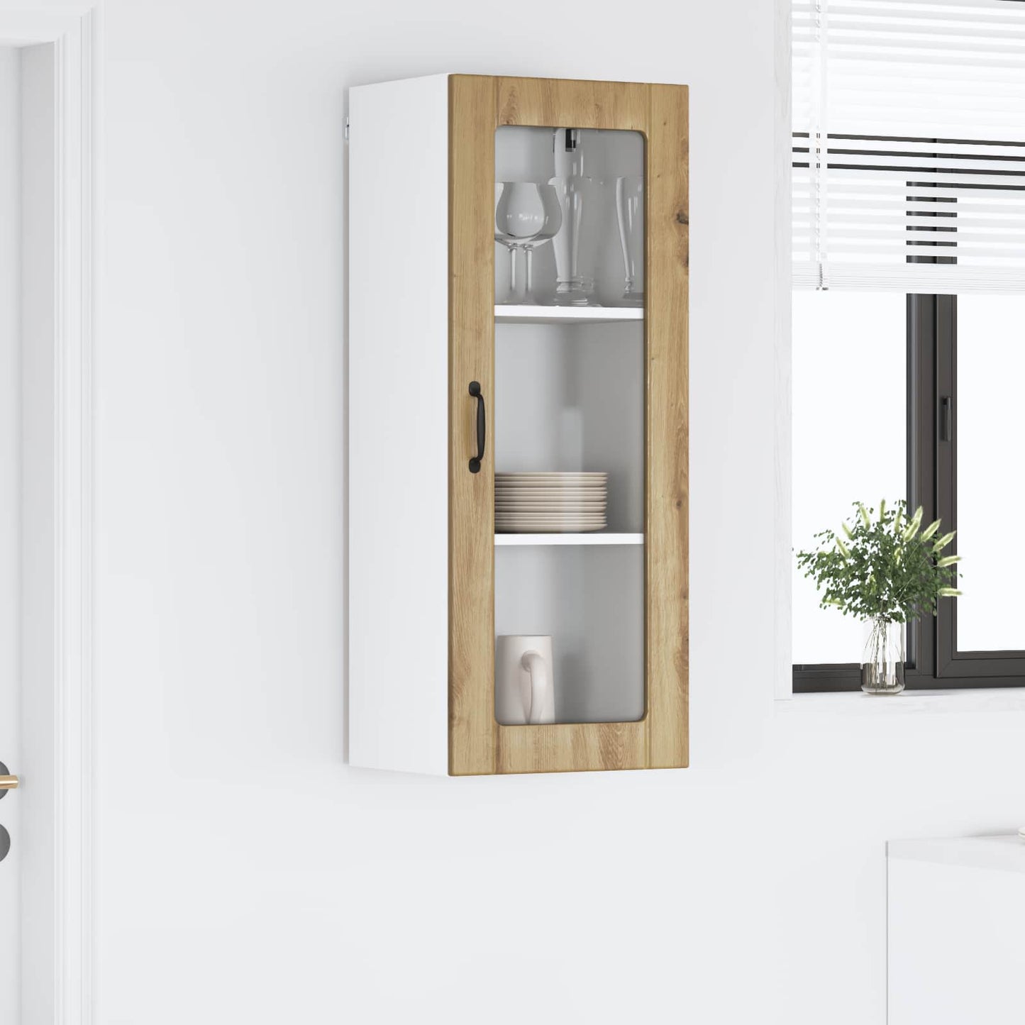 Wandglas-Schrank LUCCA Artisan-Eiche 40 x 31 x 100 cm