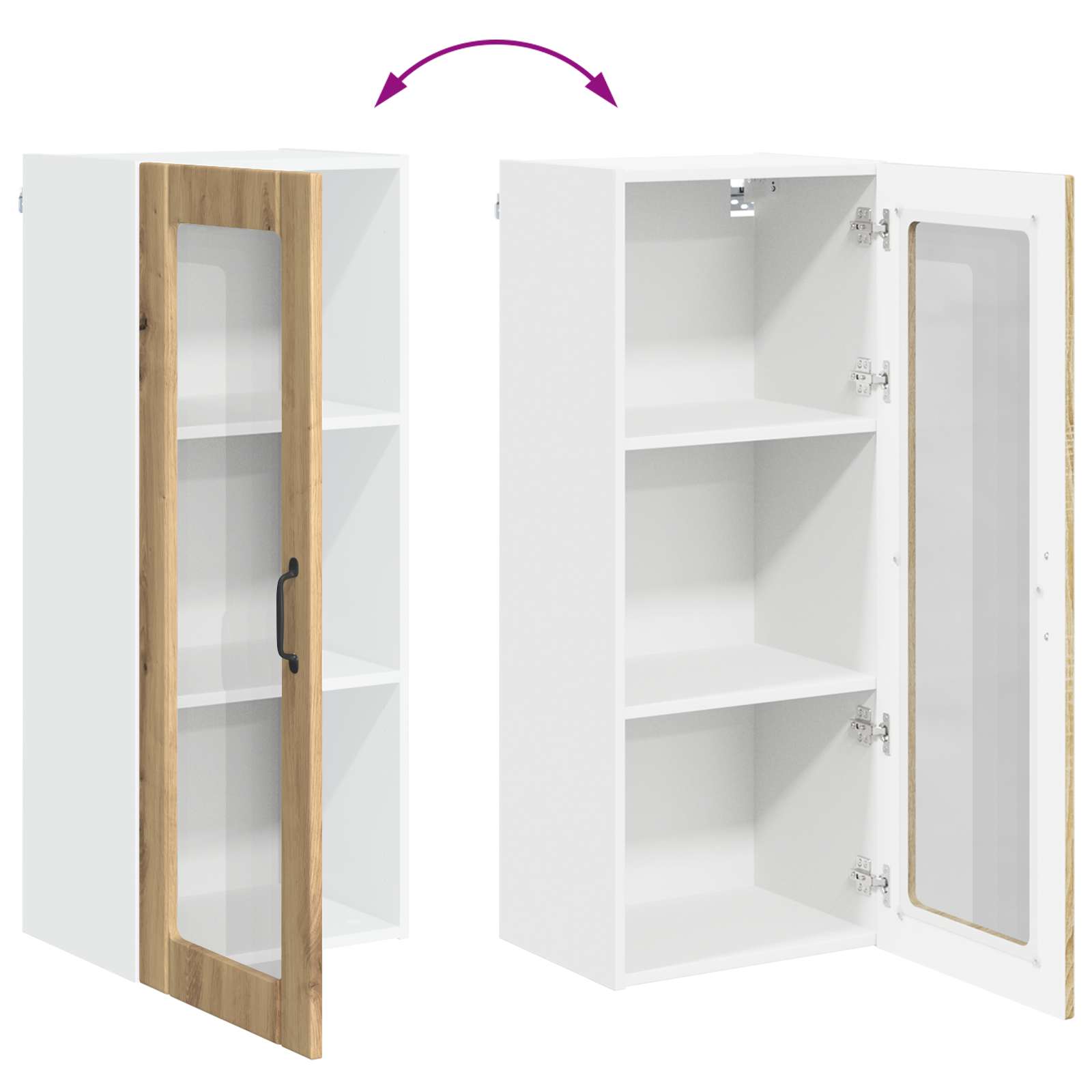 Wandglas-Schrank LUCCA Artisan-Eiche 40 x 31 x 100 cm
