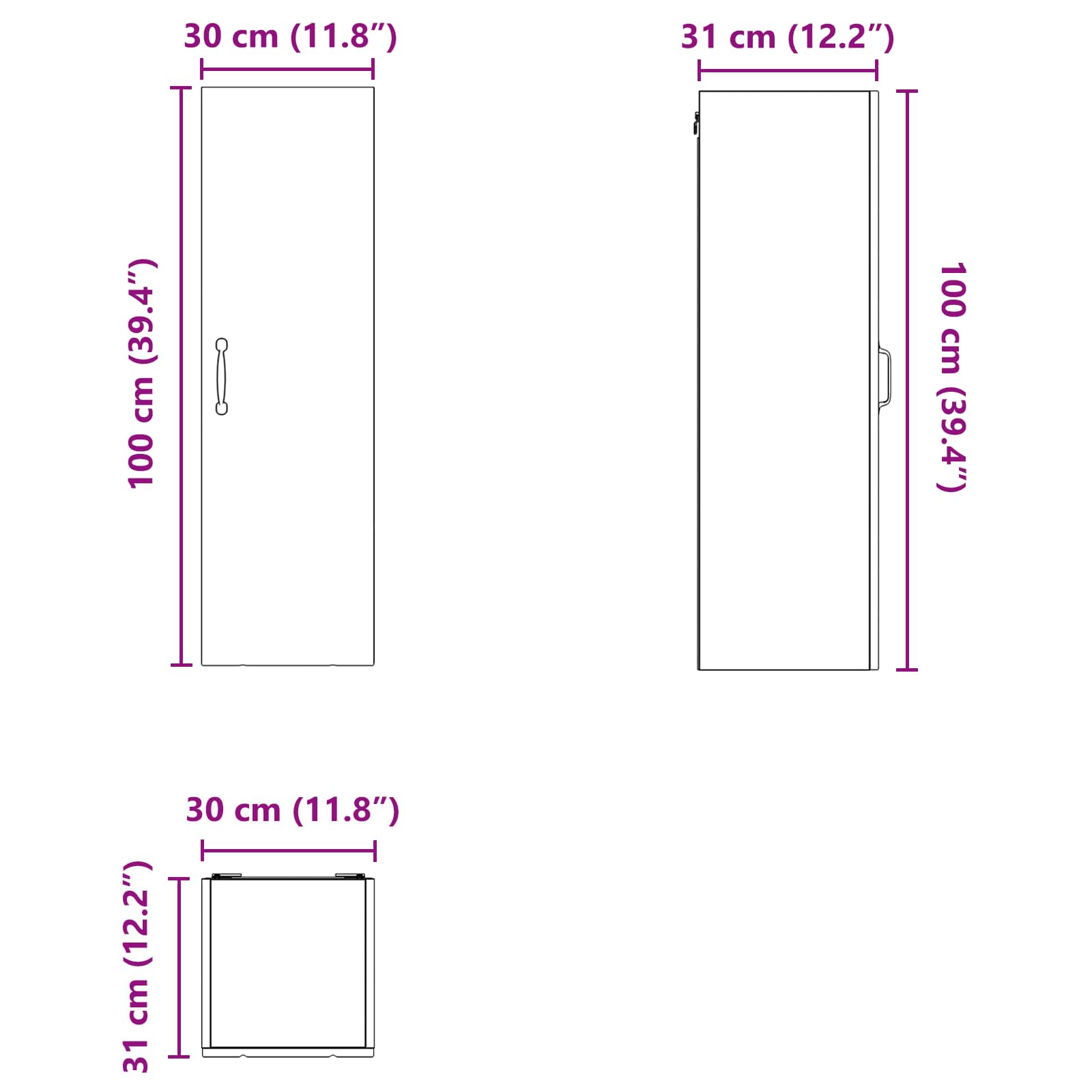 Wandschrank LUCCA Betongrau 30 x 31 x 100 cm Holzwerkstoff