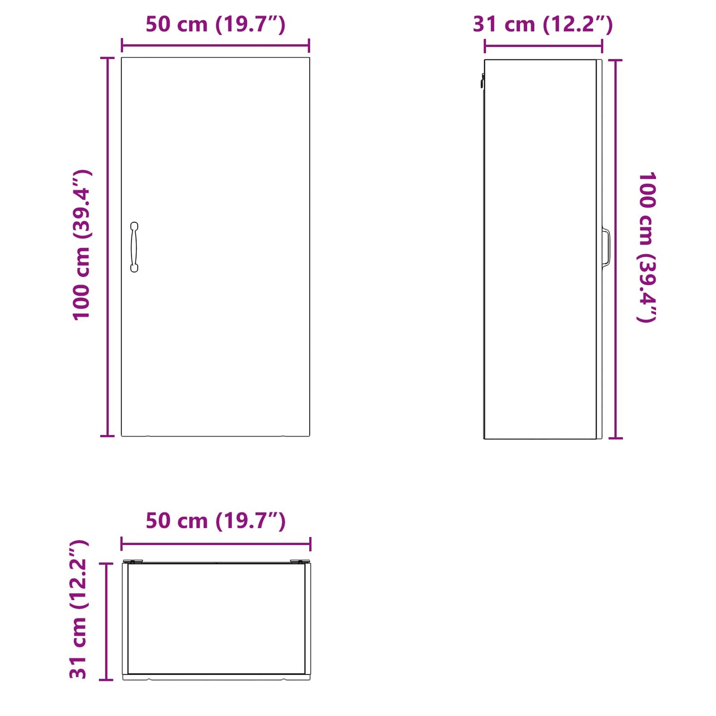 Wandschrank LUCCA Graues Sonoma 50 x 31 x 100 cm Holzwerkstoff
