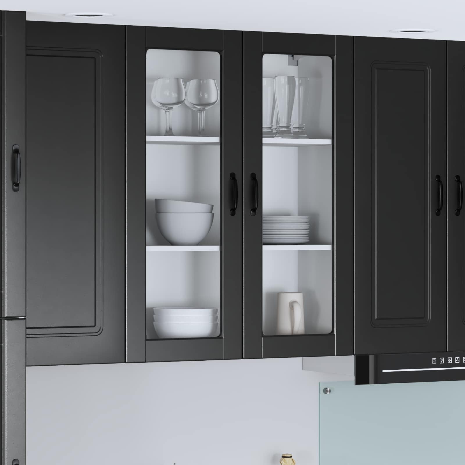 Wandglas-Schrank LUCCA Schwarz 80 x 31 x 100 cm Holzwerkstoff
