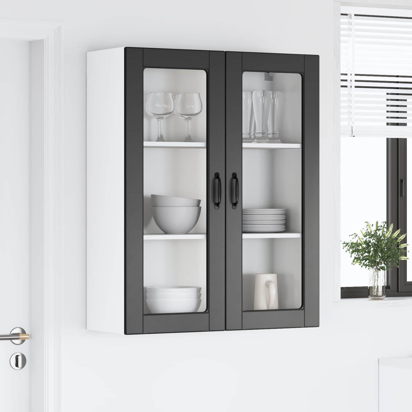 Wandglas-Schrank LUCCA Schwarz 80 x 31 x 100 cm Holzwerkstoff