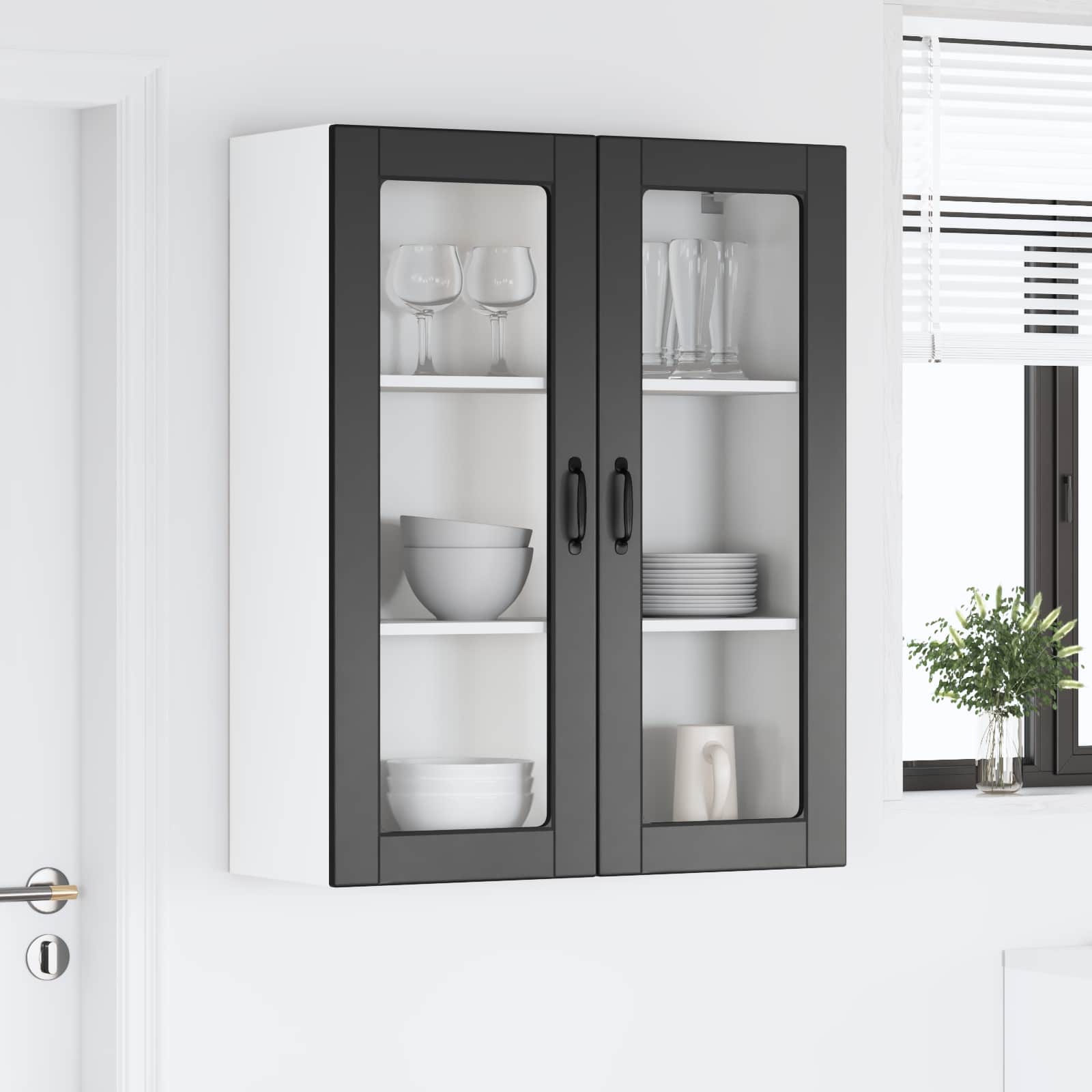 Wandglas-Schrank LUCCA Schwarz 80 x 31 x 100 cm Holzwerkstoff