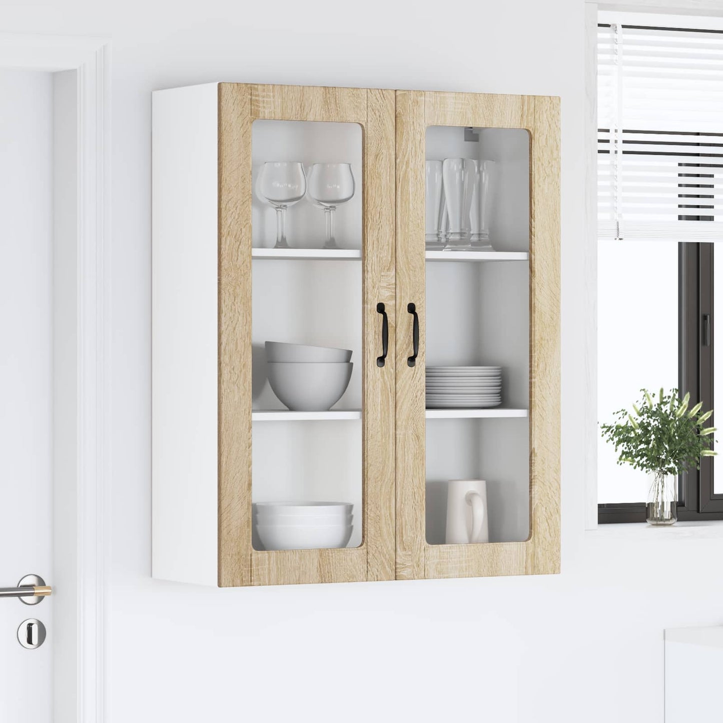 Wandglas-Schrank LUCCA Sonoma-Eiche 80 x 31 x 100 cm