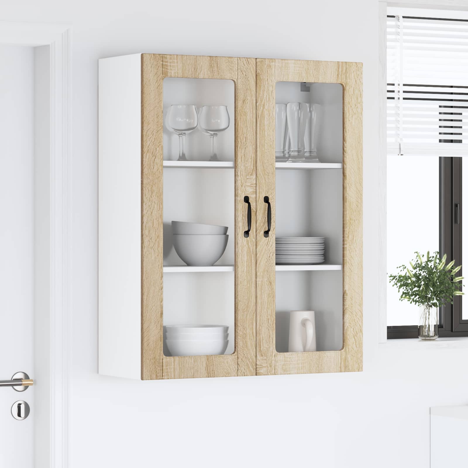 Wandglas-Schrank LUCCA Sonoma-Eiche 80 x 31 x 100 cm