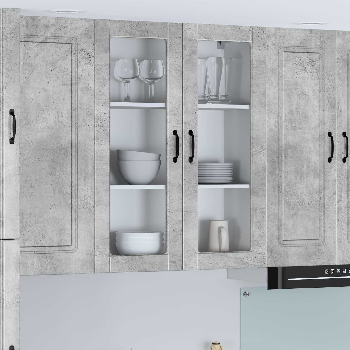 Wandglas-Schrank LUCCA Betongrau 80 x 31 x 100 cm Holzwerkstoff