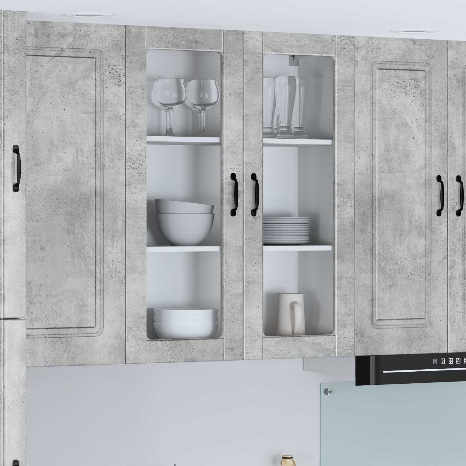 Wandglas-Schrank LUCCA Betongrau 80 x 31 x 100 cm Holzwerkstoff