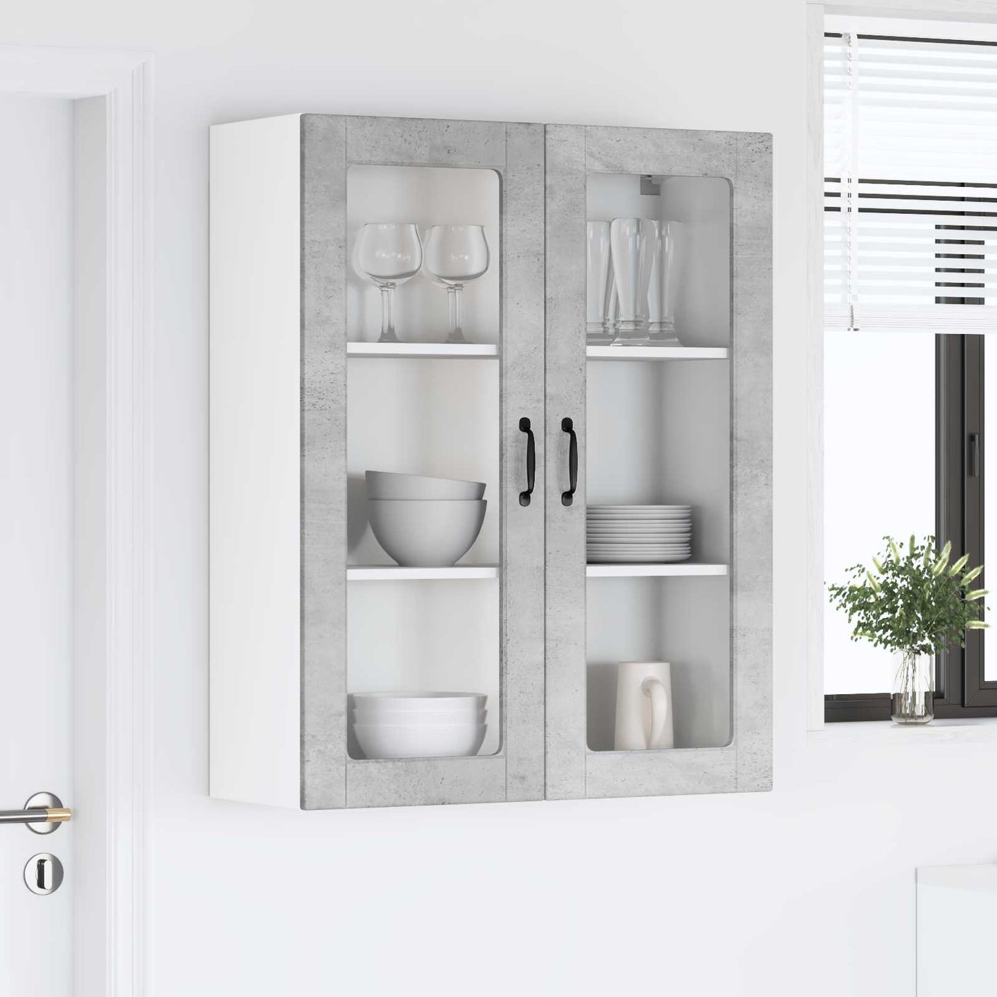 Wandglas-Schrank LUCCA Betongrau 80 x 31 x 100 cm Holzwerkstoff