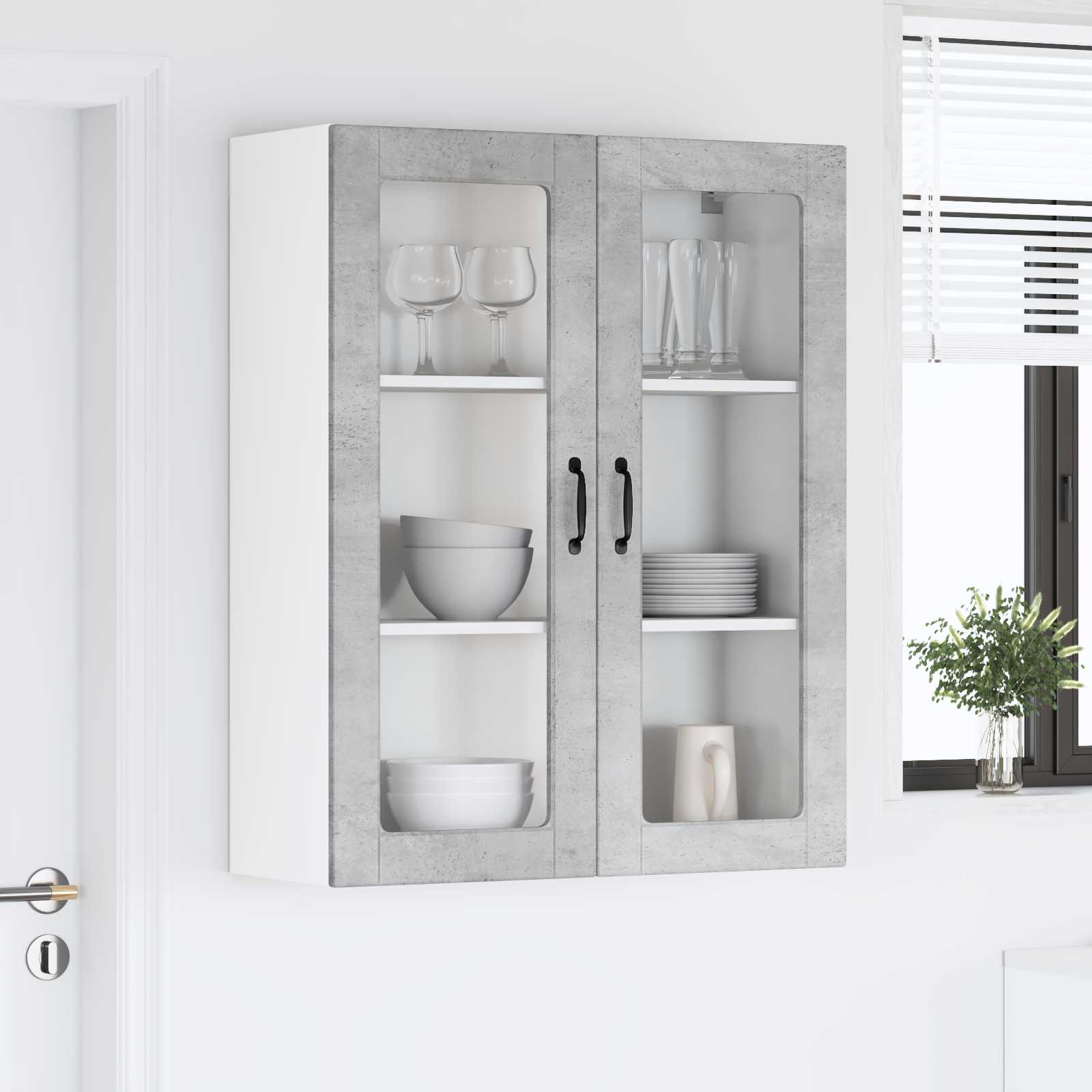Wandglas-Schrank LUCCA Betongrau 80 x 31 x 100 cm Holzwerkstoff