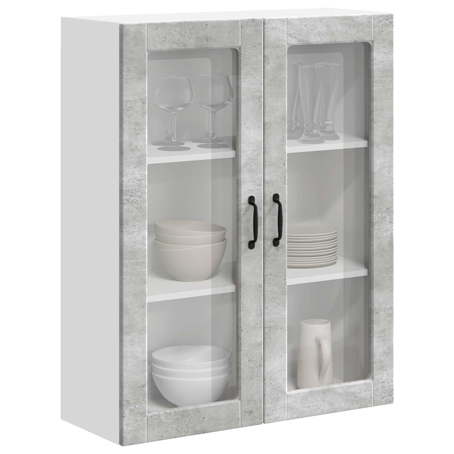 Wandglas-Schrank LUCCA Betongrau 80 x 31 x 100 cm Holzwerkstoff