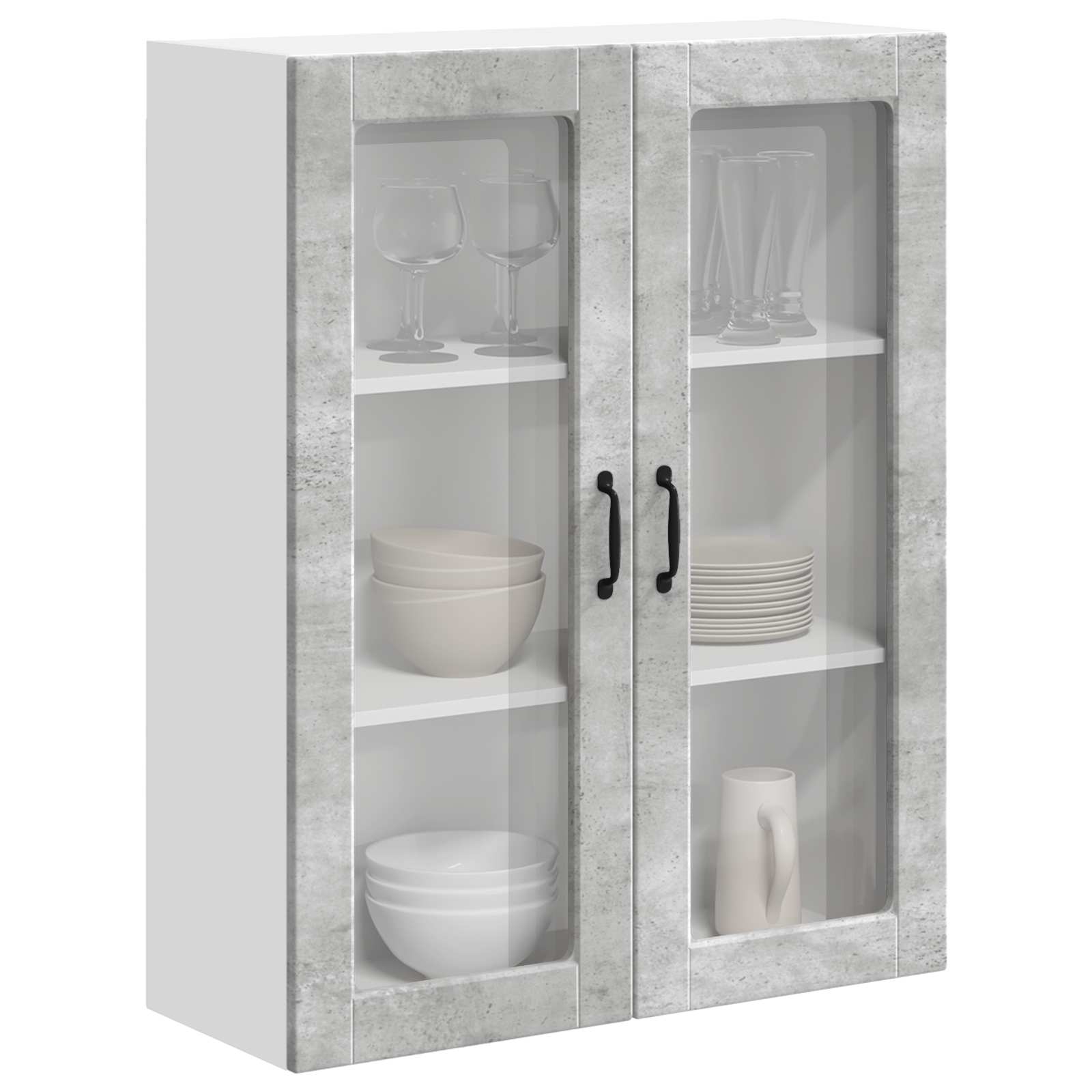 Wandglas-Schrank LUCCA Betongrau 80 x 31 x 100 cm Holzwerkstoff
