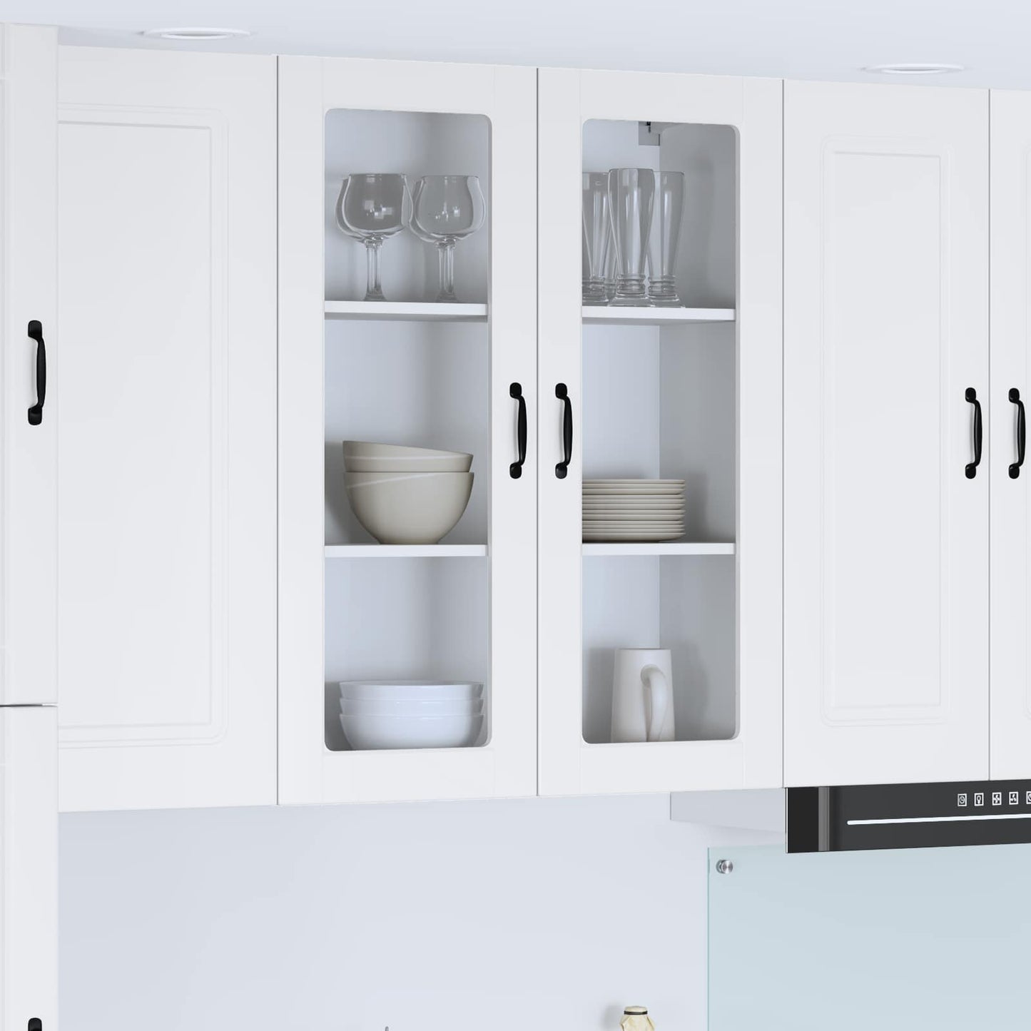 Wandglas-Schrank LUCCA Hochglanz Weiß 80 x 31 x 100 cm