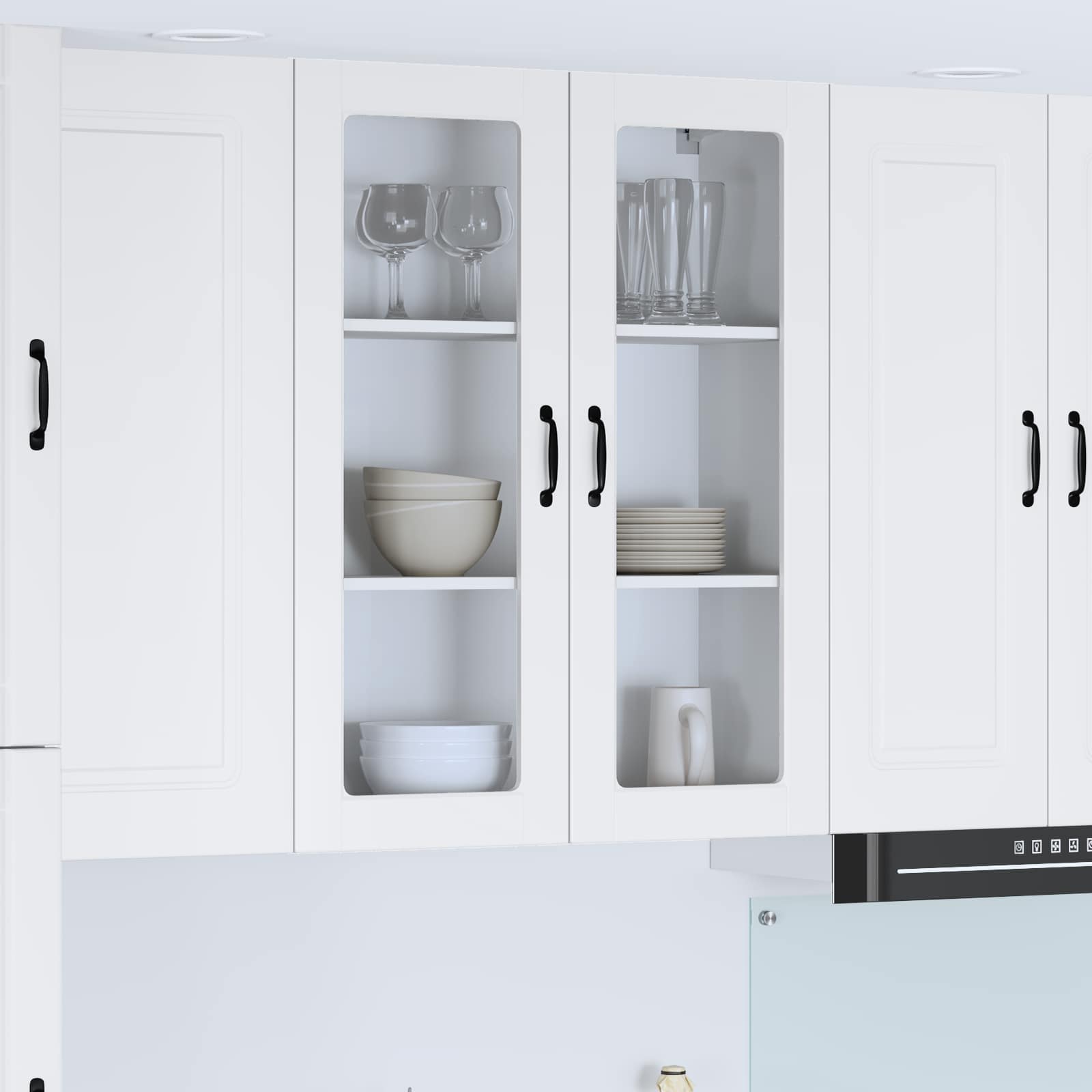 Wandglas-Schrank LUCCA Hochglanz Weiß 80 x 31 x 100 cm