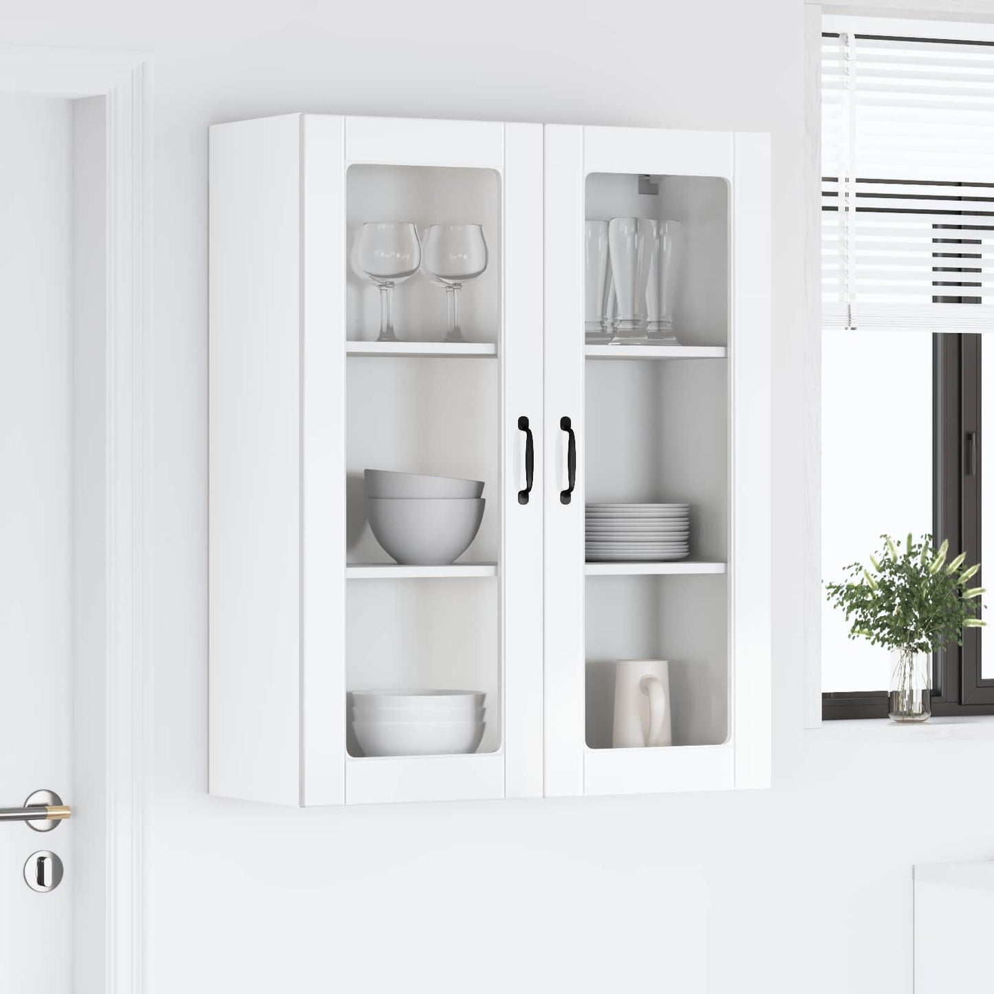 Wandglas-Schrank LUCCA Hochglanz Weiß 80 x 31 x 100 cm