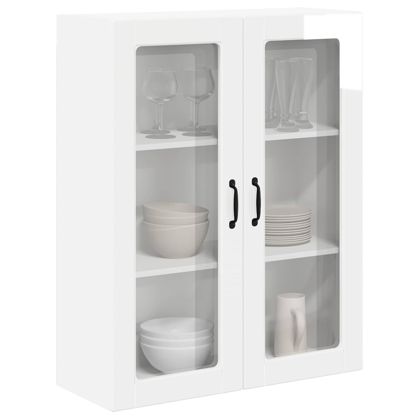 Wandglas-Schrank LUCCA Hochglanz Weiß 80 x 31 x 100 cm