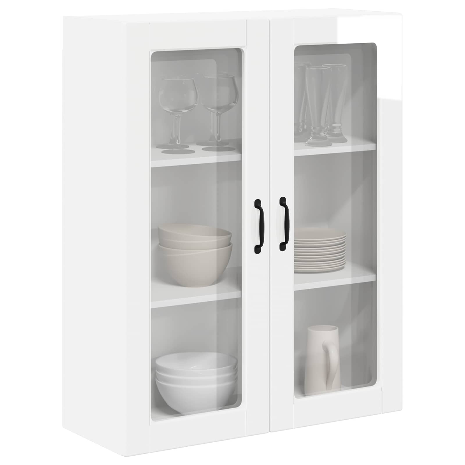 Wandglas-Schrank LUCCA Hochglanz Weiß 80 x 31 x 100 cm