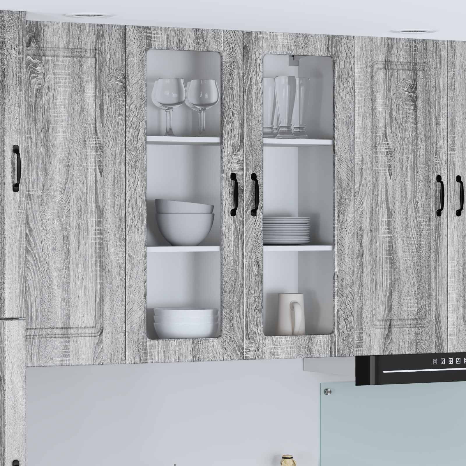 Wandglas-Schrank LUCCA Graues Sonoma 80 x 31 x 100 cm