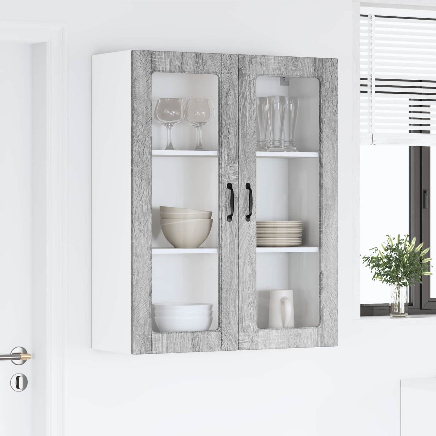 Wandglas-Schrank LUCCA Graues Sonoma 80 x 31 x 100 cm