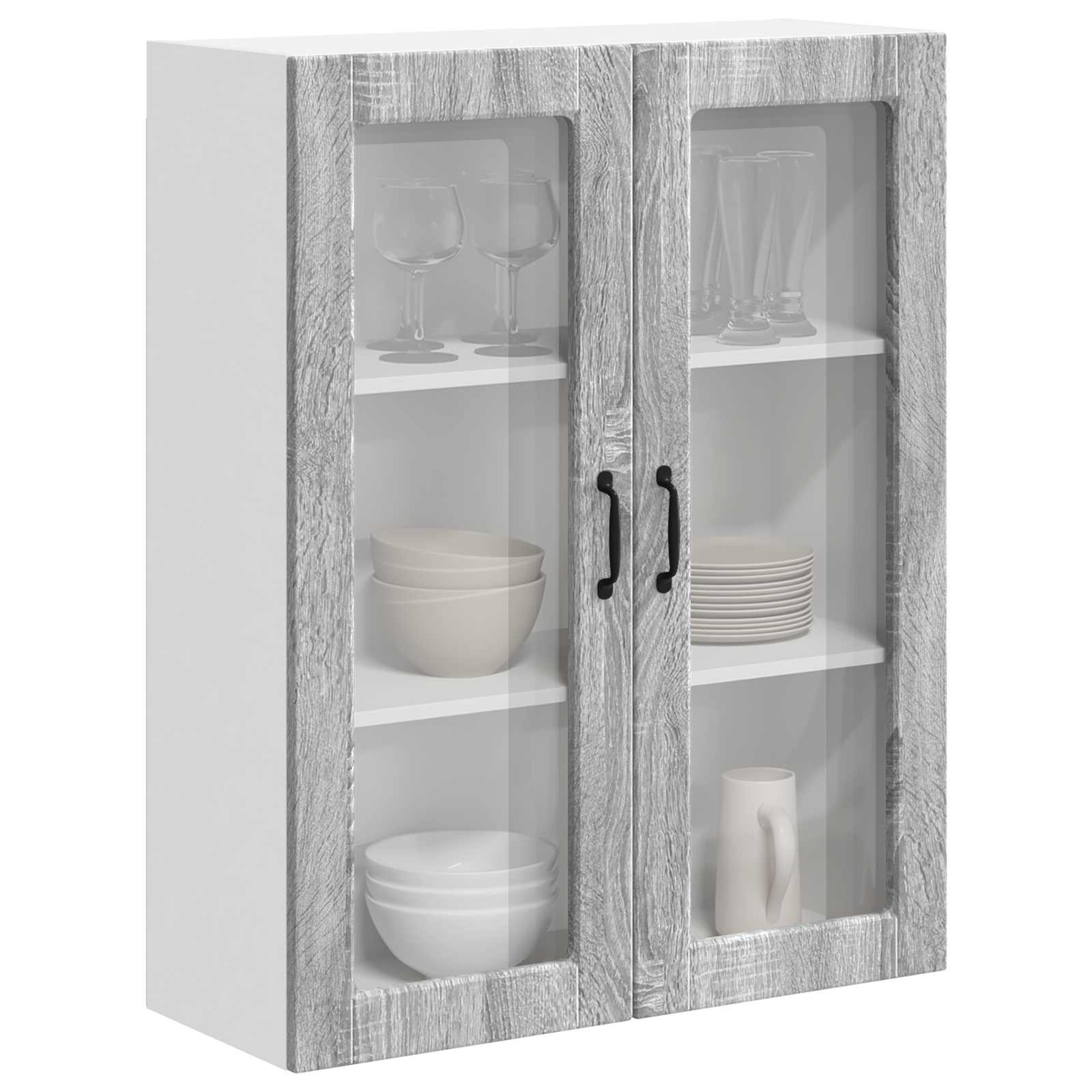 Wandglas-Schrank LUCCA Graues Sonoma 80 x 31 x 100 cm