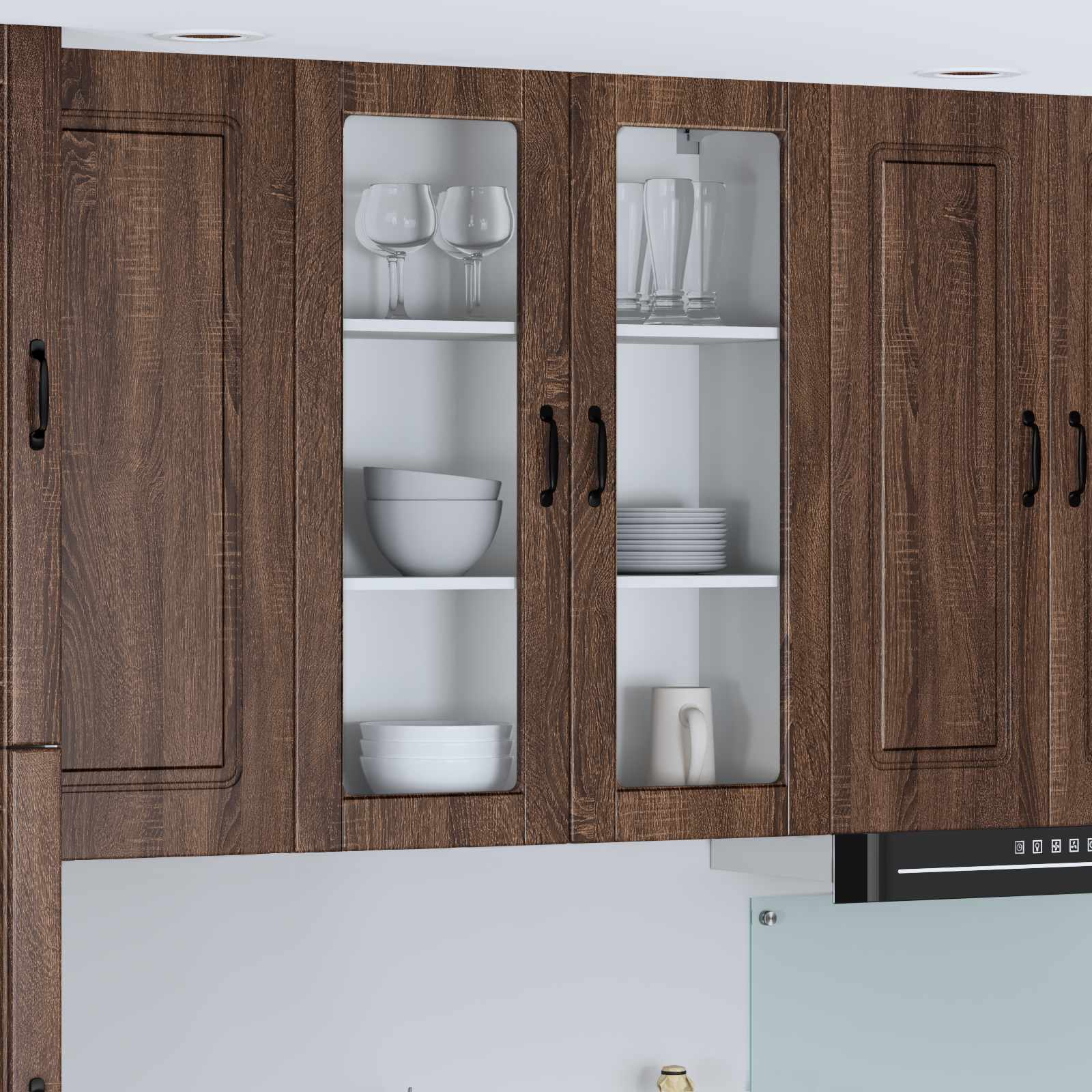 Wandglas-Schrank LUCCA Brauneiche 80 x 31 x 100 cm