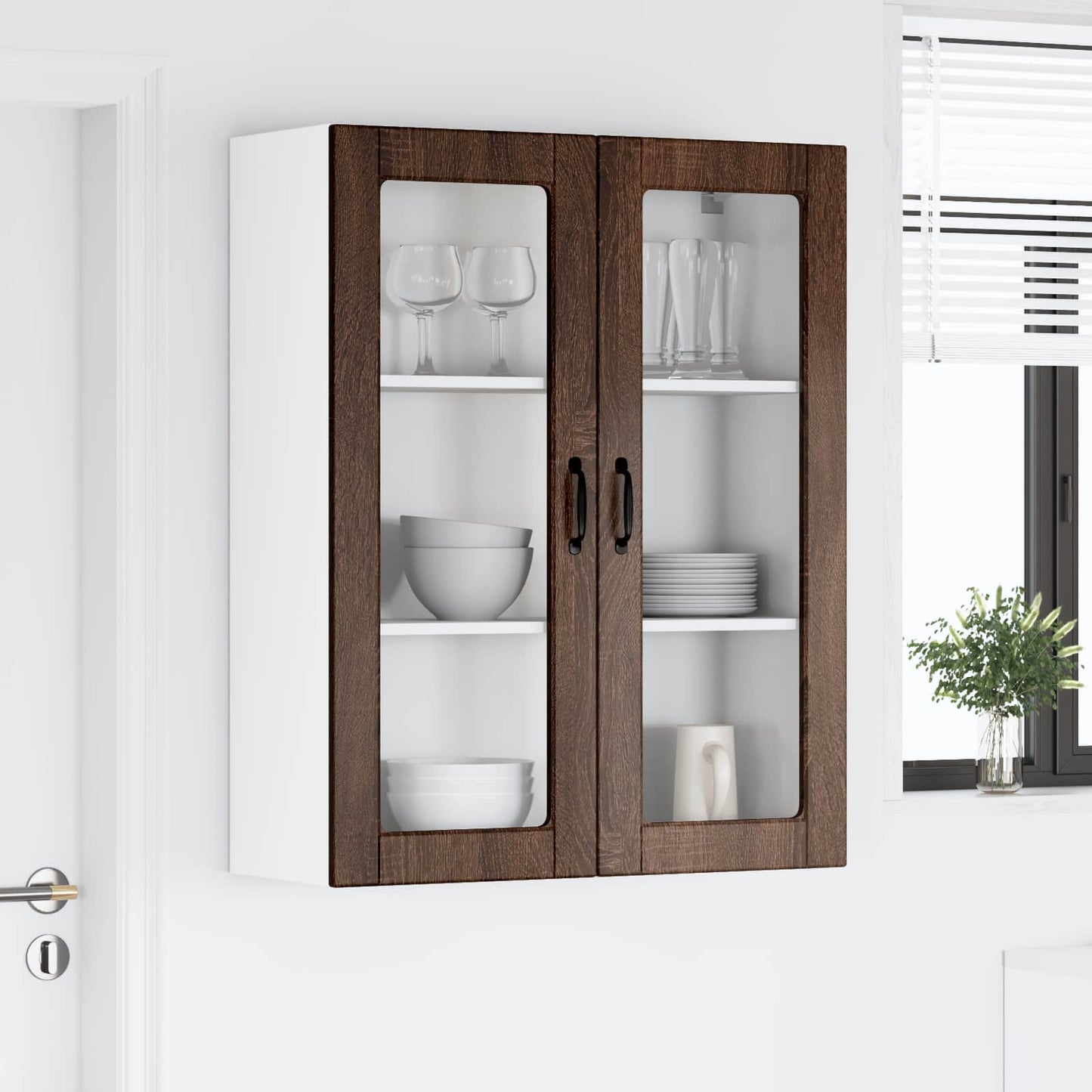 Wandglas-Schrank LUCCA Brauneiche 80 x 31 x 100 cm