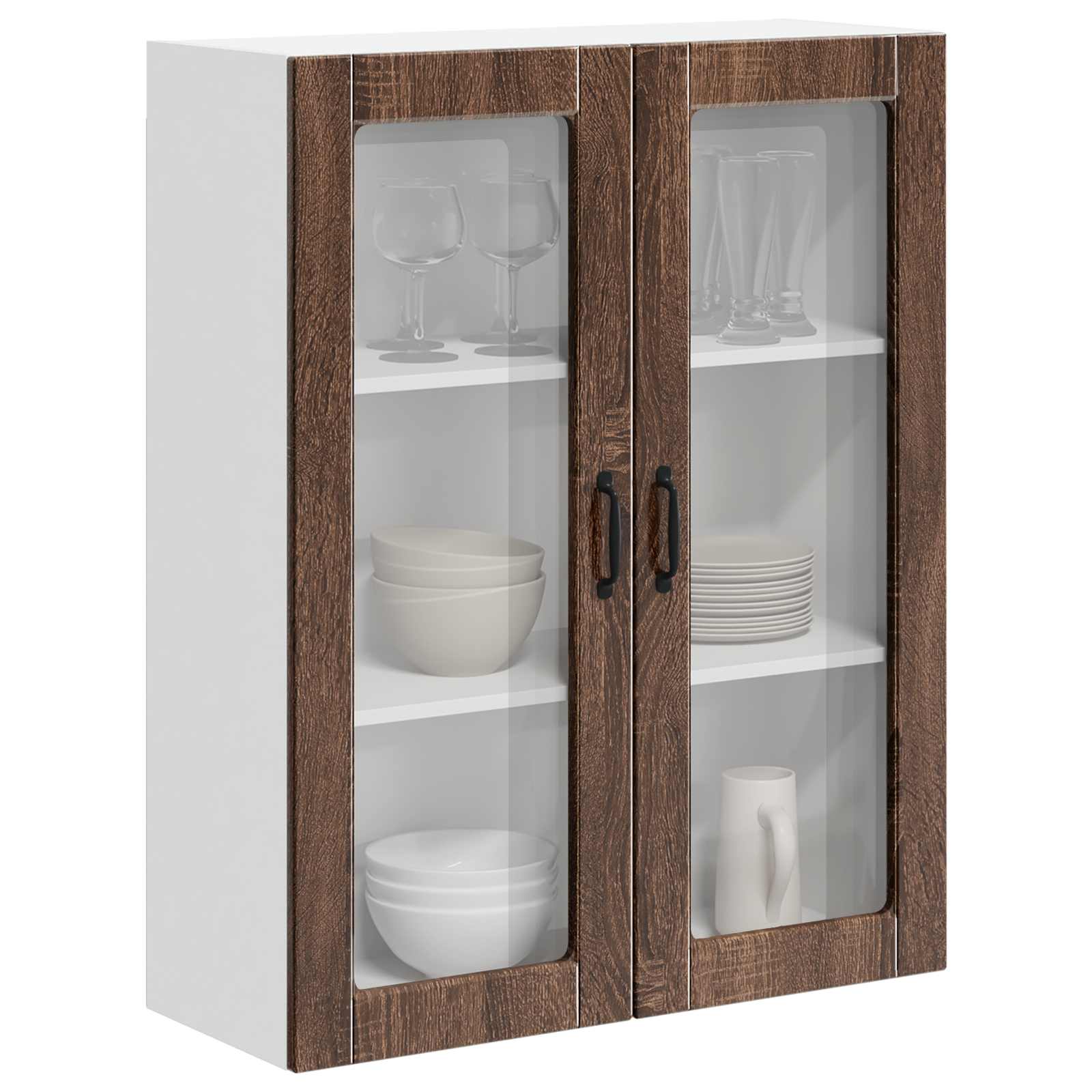 Wandglas-Schrank LUCCA Brauneiche 80 x 31 x 100 cm