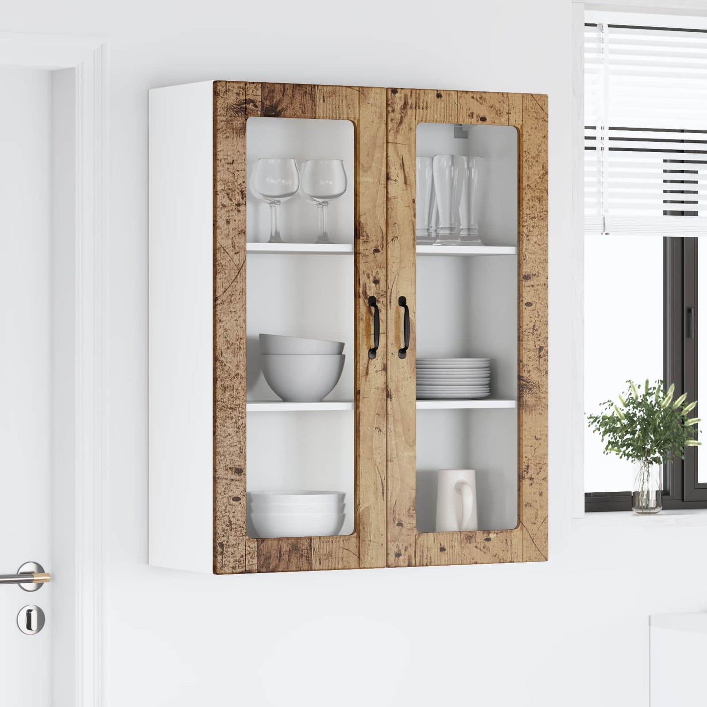 Wandglas-Schrank LUCCA Altholz 80 x 31 x 100 cm Holzwerkstoff