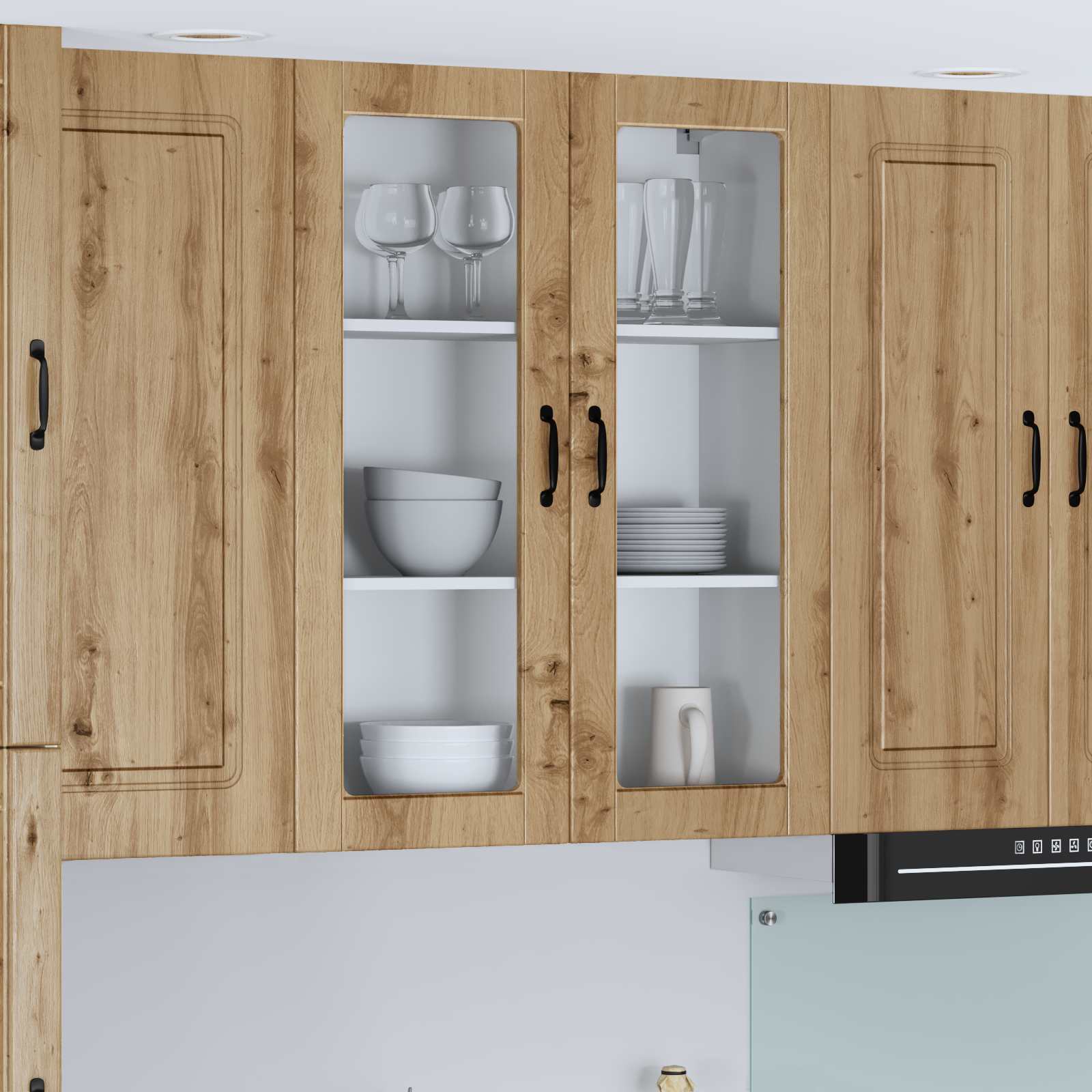 Wandglas-Schrank LUCCA Artisan-Eiche 80 x 31 x 100 cm