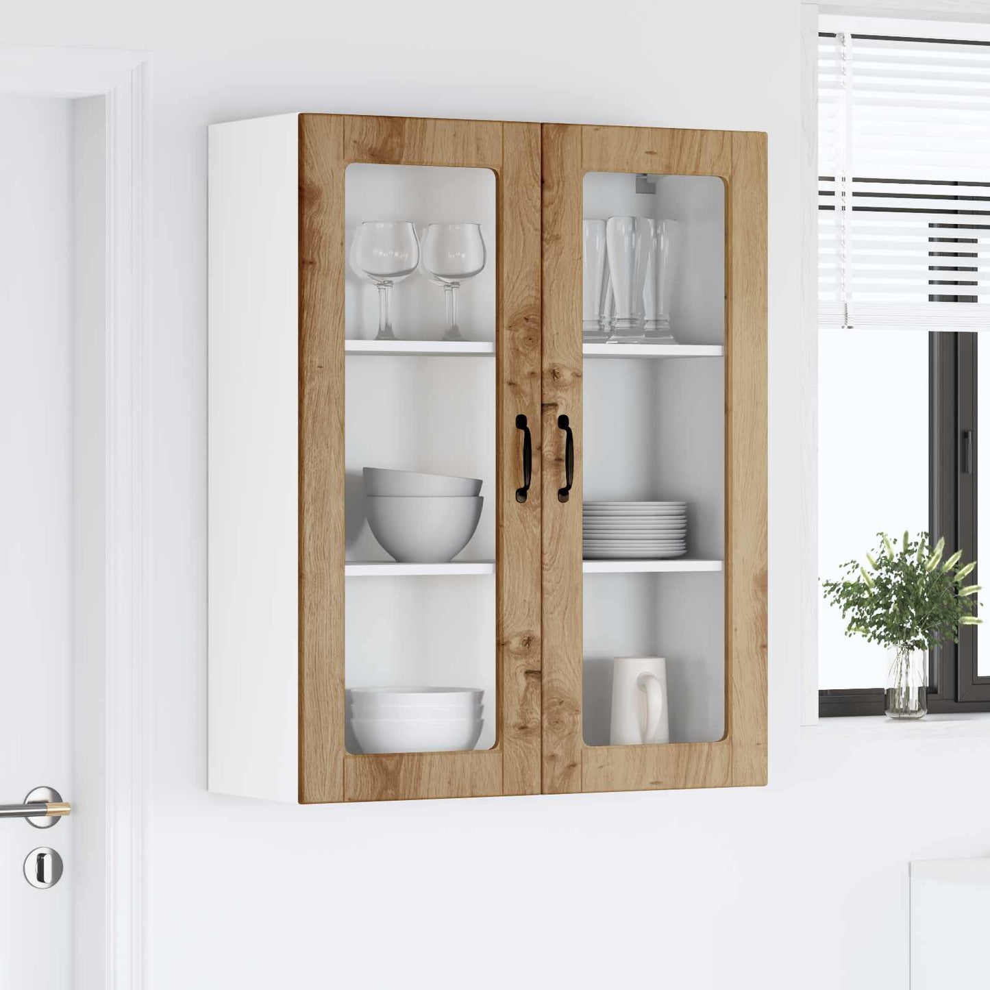 Wandglas-Schrank LUCCA Artisan-Eiche 80 x 31 x 100 cm