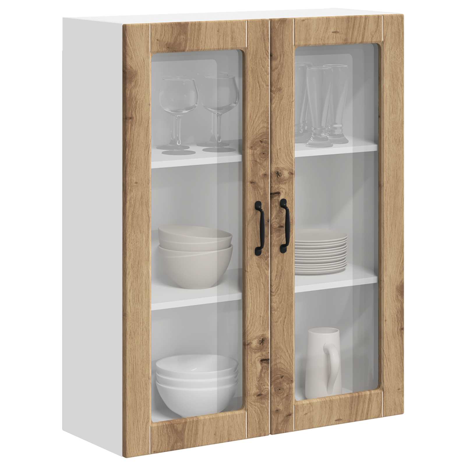 Wandglas-Schrank LUCCA Artisan-Eiche 80 x 31 x 100 cm