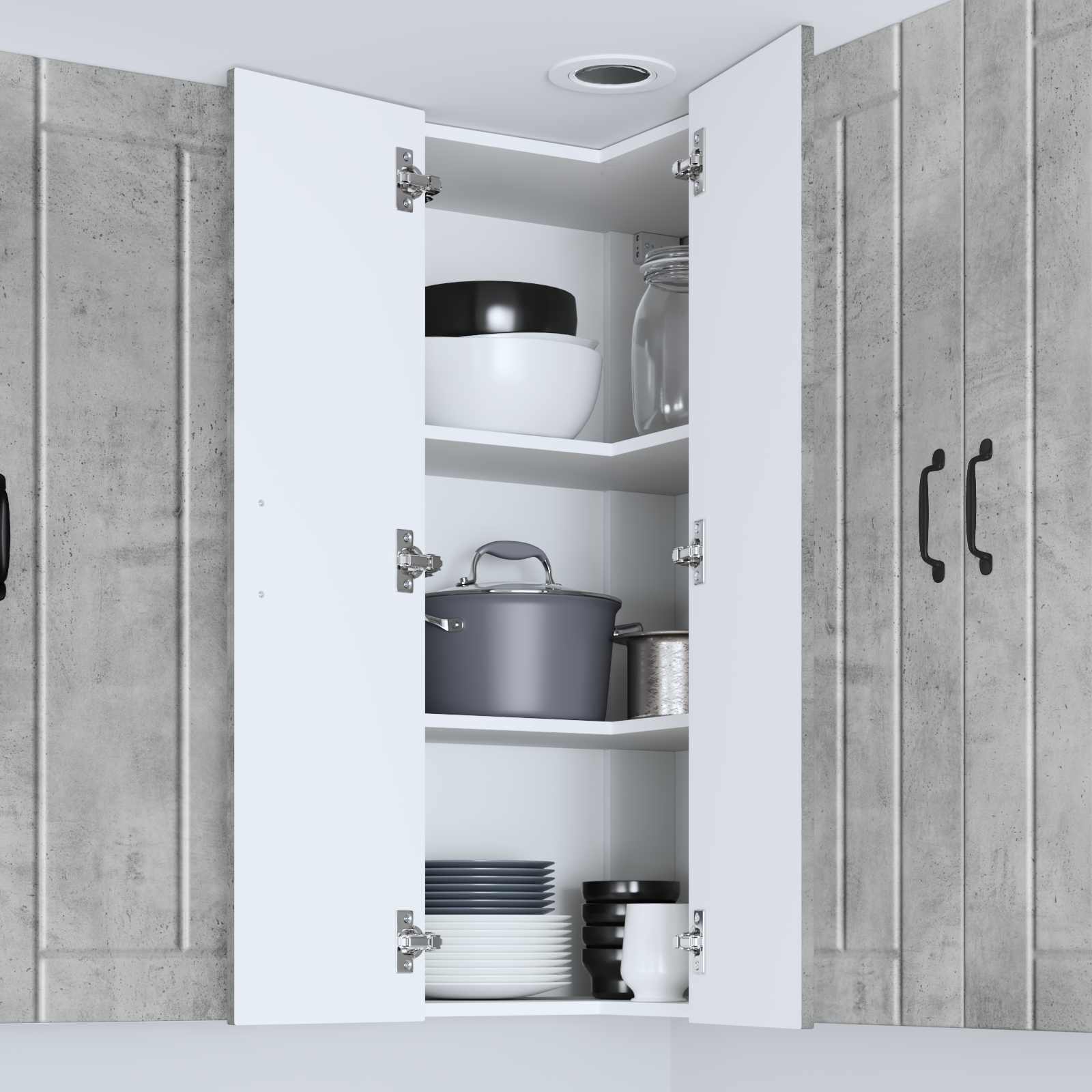 Wand-Eckschrank LUCCA Betongrau 57 x 57 x 100 cm Holzwerkstoff