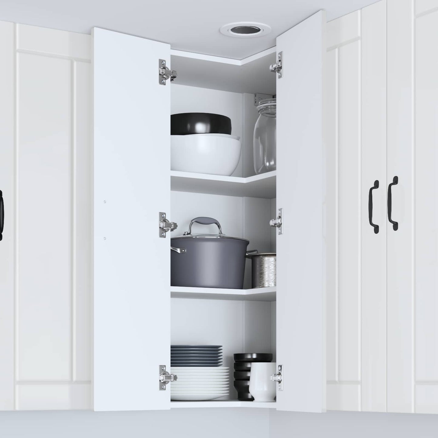 Wand-Eckschrank LUCCA Hochglanz Weiß 57 x 57 x 100 cm