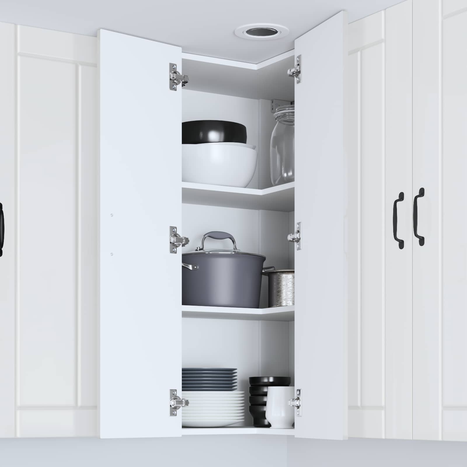 Wand-Eckschrank LUCCA Hochglanz Weiß 57 x 57 x 100 cm