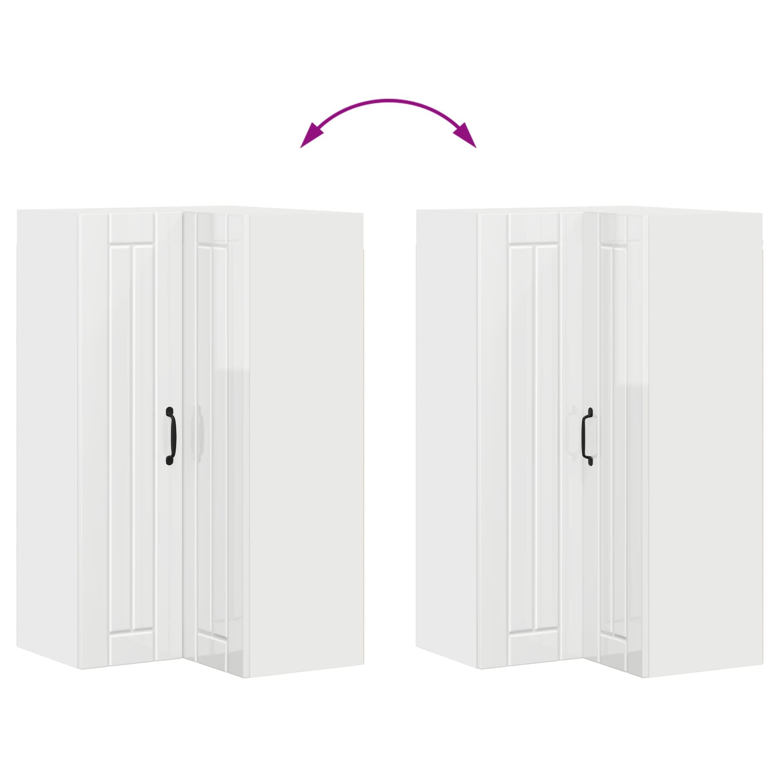 Wand-Eckschrank LUCCA Hochglanz Weiß 57 x 57 x 100 cm