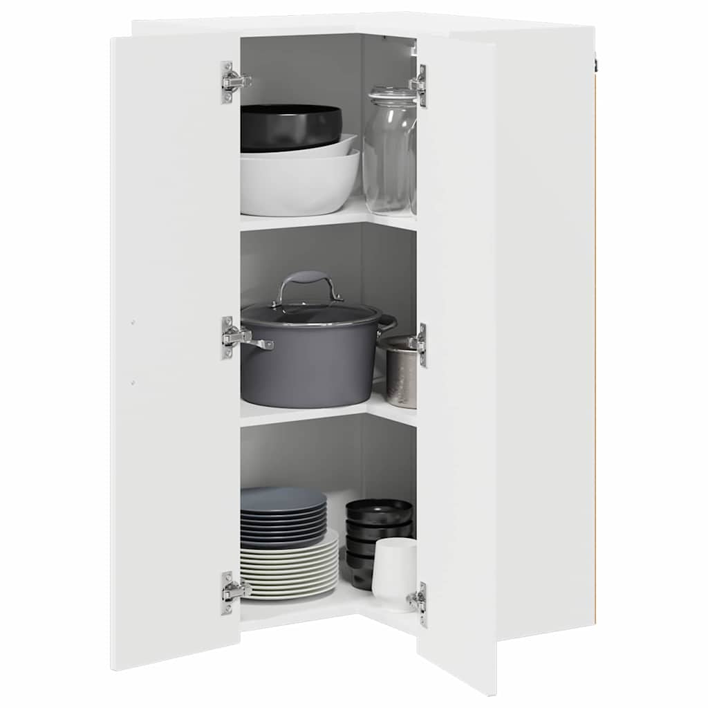 Wand-Eckschrank LUCCA Hochglanz Weiß 57 x 57 x 100 cm