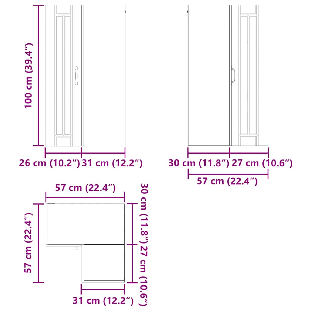 Wand-Eckschrank LUCCA Artisan-Eiche 57 x 57 x 100 cm