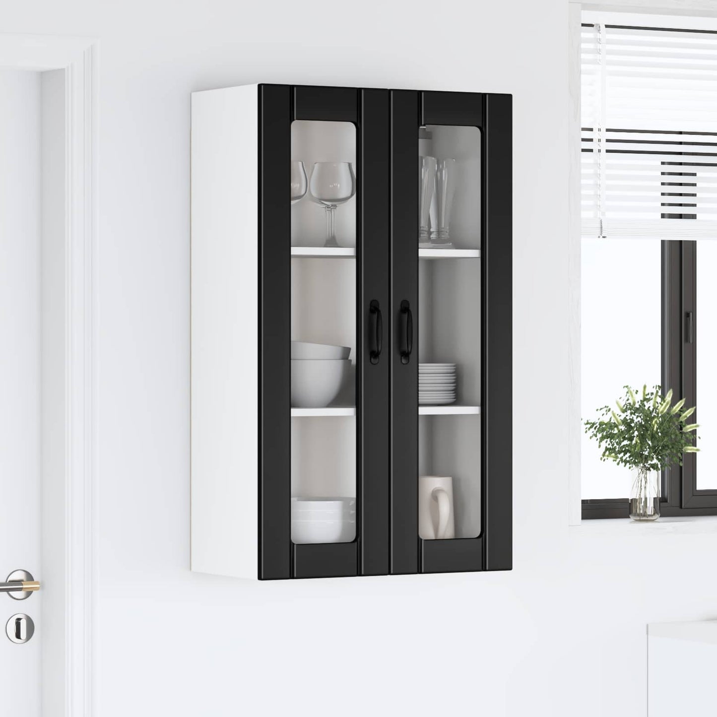 Wandglas-Schrank LUCCA Schwarz 60 x 31 x 100 cm Holzwerkstoff