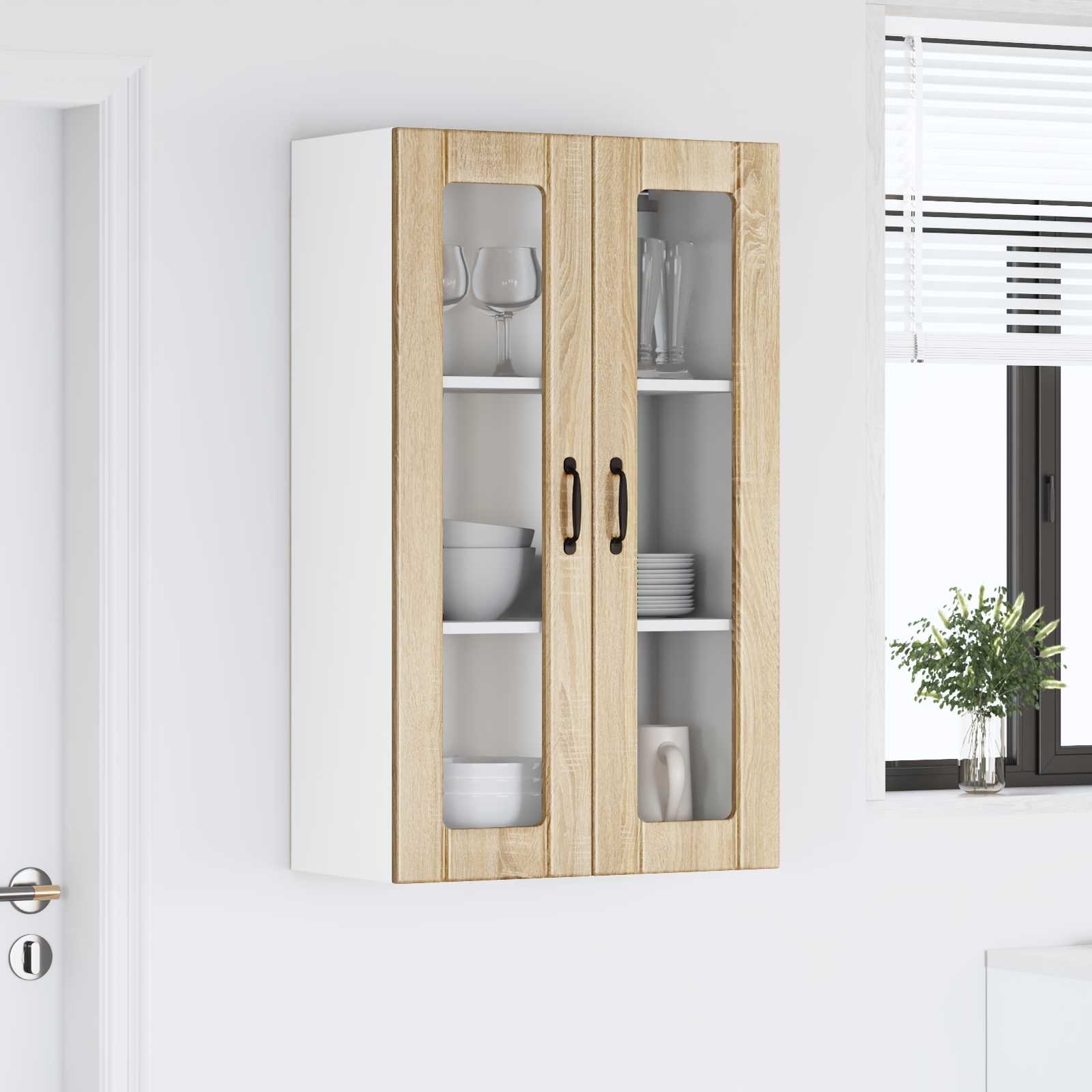 Wandglas-Schrank LUCCA Sonoma-Eiche 60 x 31 x 100 cm