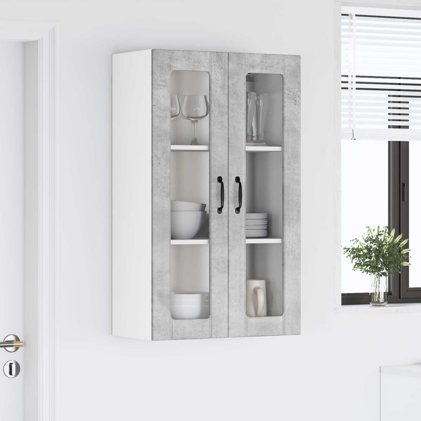 Wandglas-Schrank LUCCA Betongrau 60 x 31 x 100 cm Holzwerkstoff