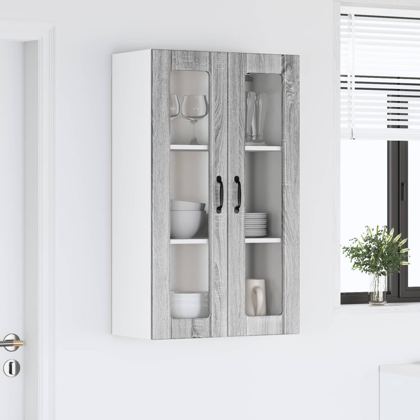 Wandglas-Schrank LUCCA Graues Sonoma 60 x 31 x 100 cm