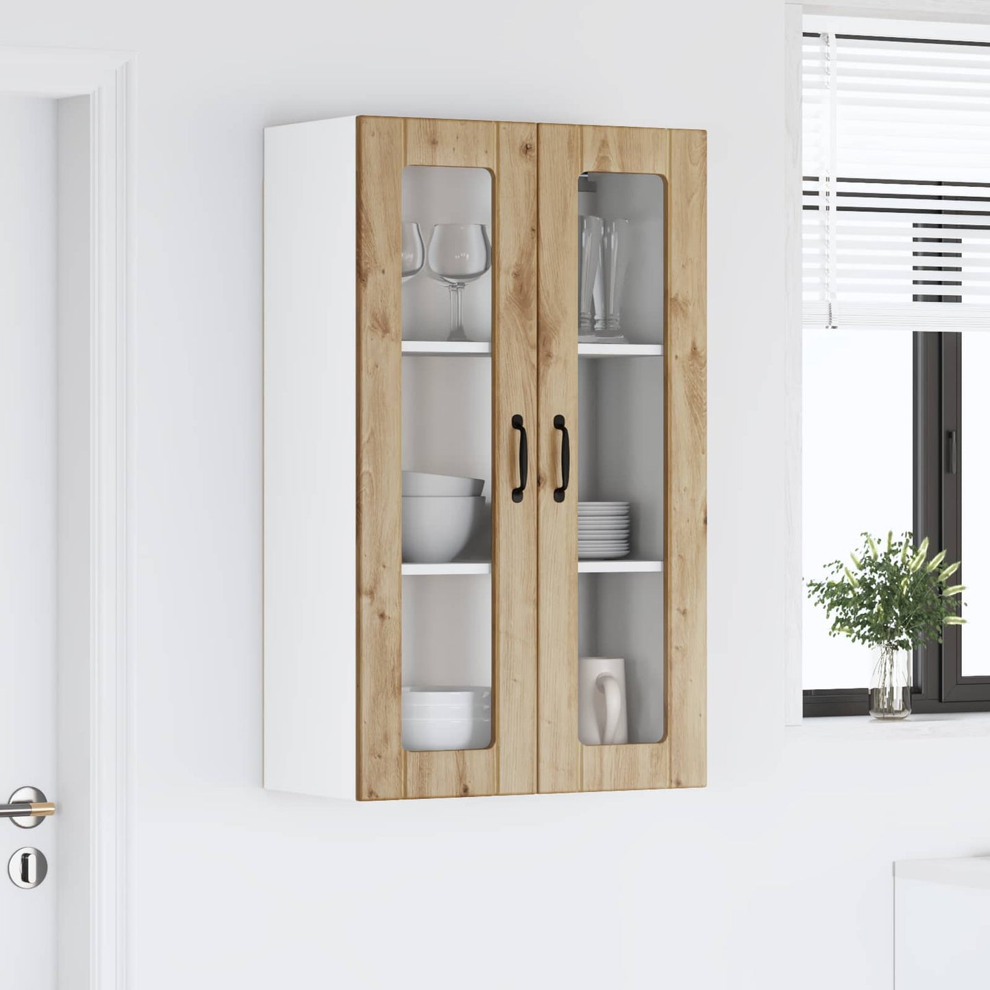 Wandglas-Schrank LUCCA Artisan-Eiche 60 x 31 x 100 cm